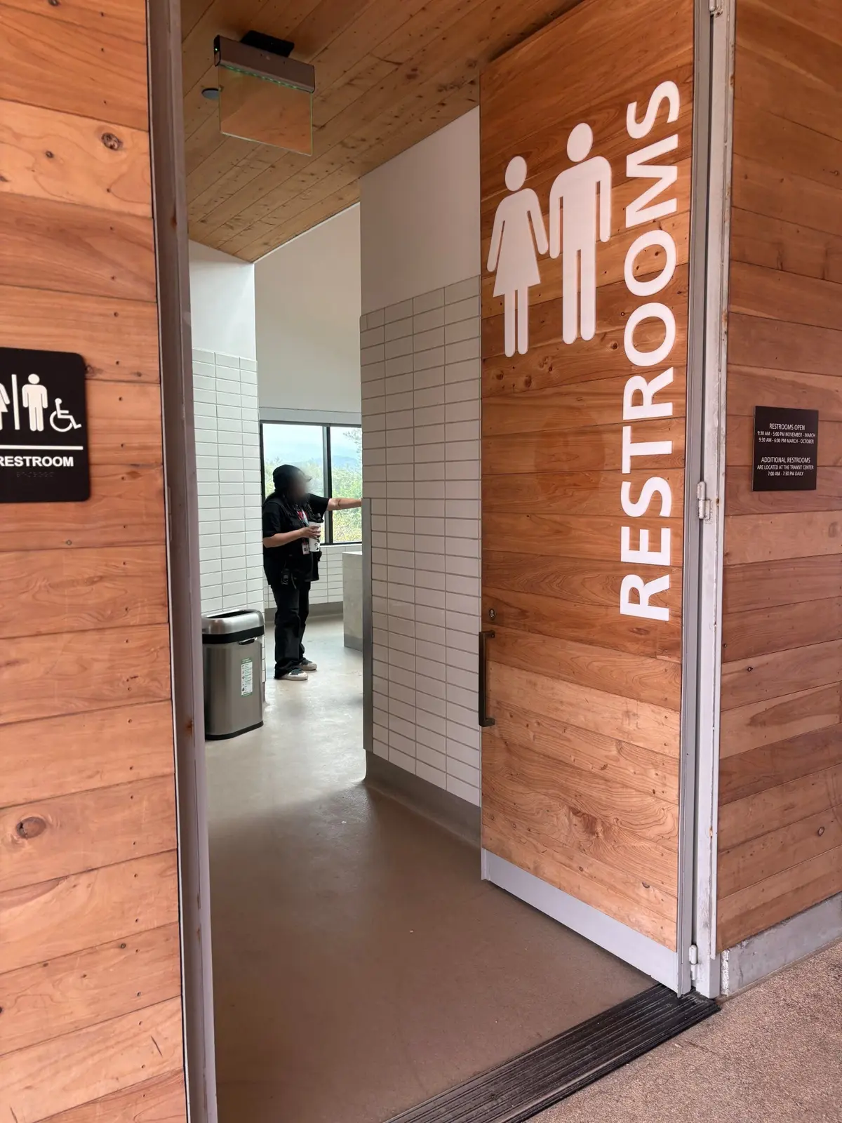 Entrance to the bathrooms near the playground