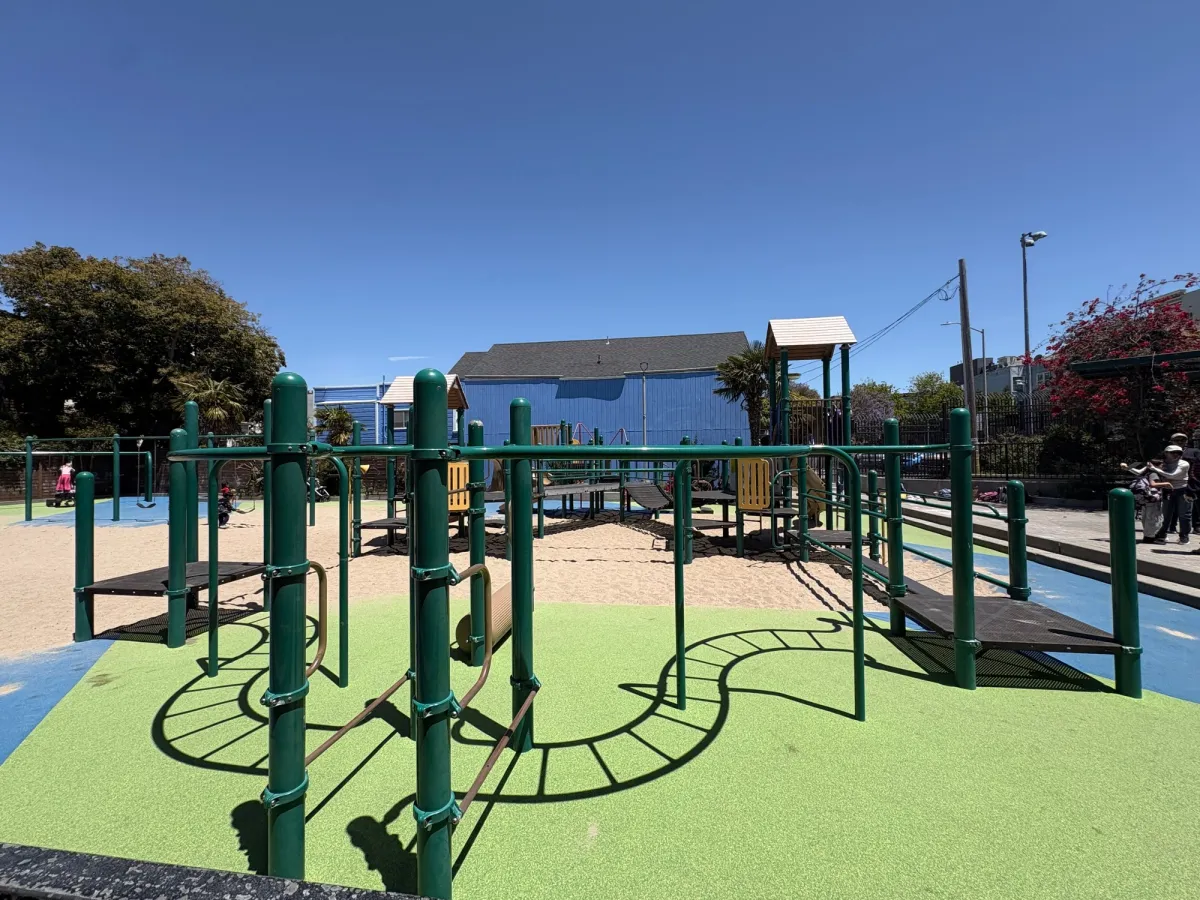 Monkey bar view of the main playground