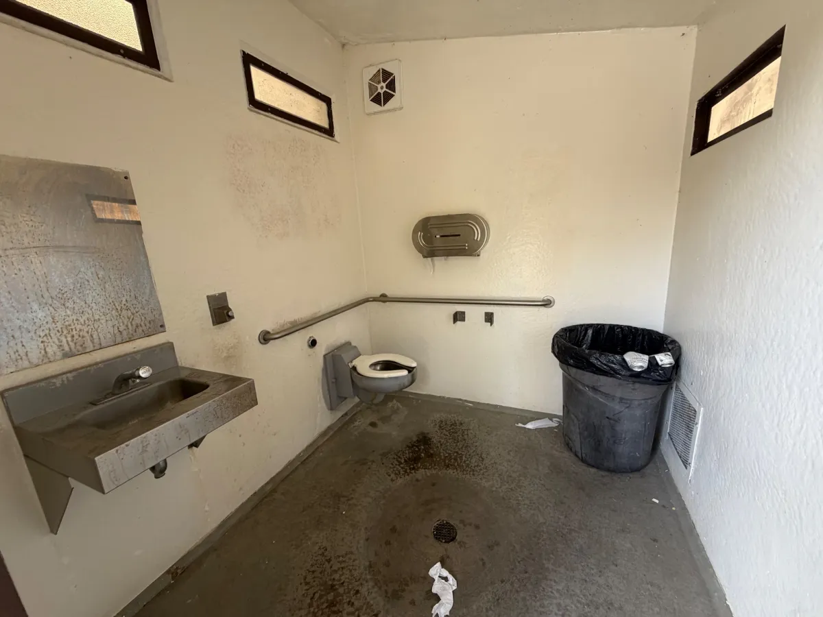 Wheelchair accessible bathrooms next to parking lot. No changing tables
