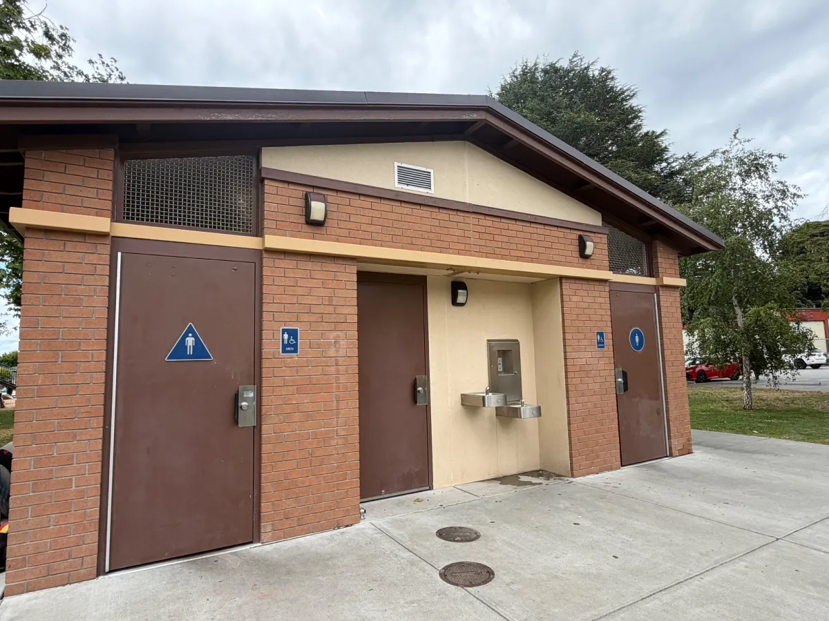 Wheelchair accessible bathrooms near the playground, but no changing tables
