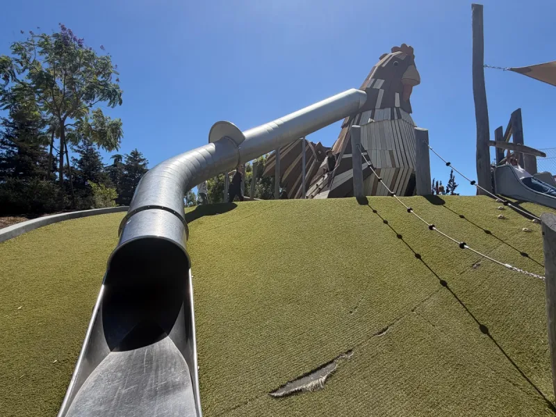 Impressive chicken climbing structure and large tunnel slide