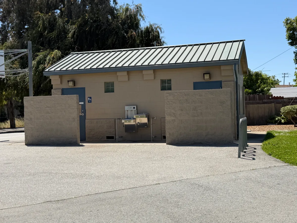 Bathrooms and water refill station right next to playground