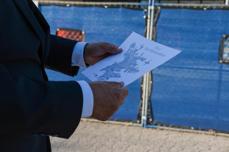 Candidate studying a map of San Bernardino