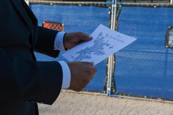 Candidate studying a map of San Bernardino