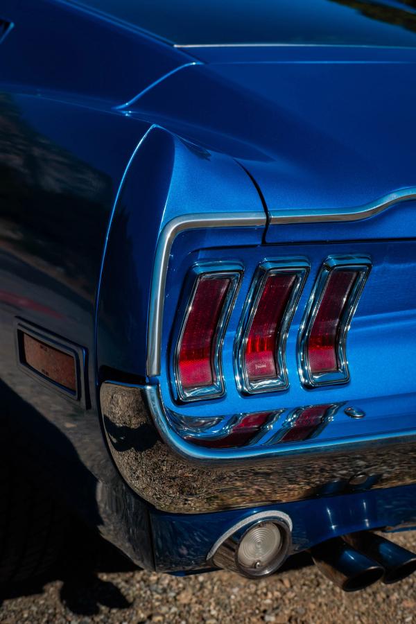 Detail of the Mustang’s triple taillights