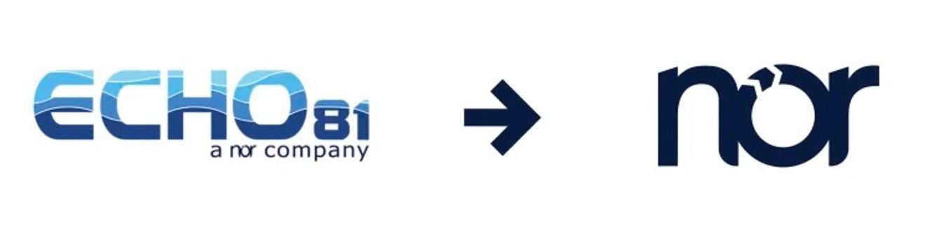 ECHO81 a nor company logo transitioning to the nor logo.