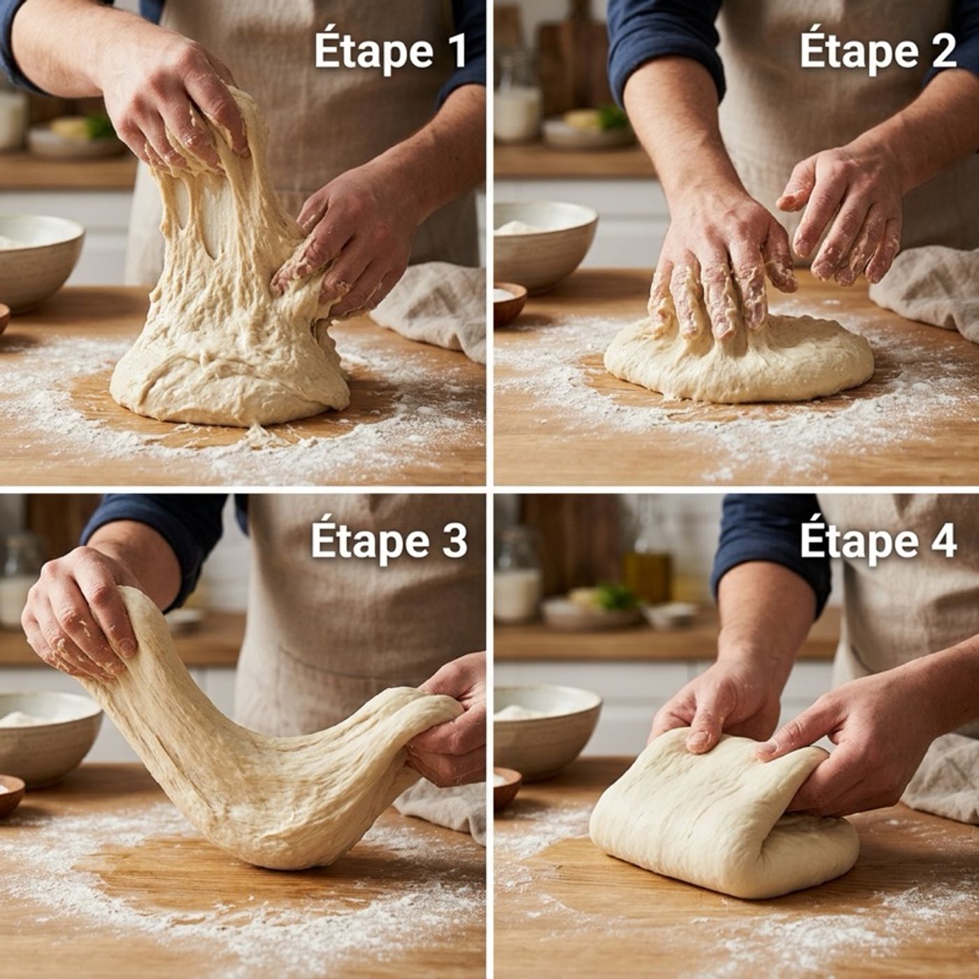 Planche tuto : les 4 étapes de la technique Slap and Fold italienne