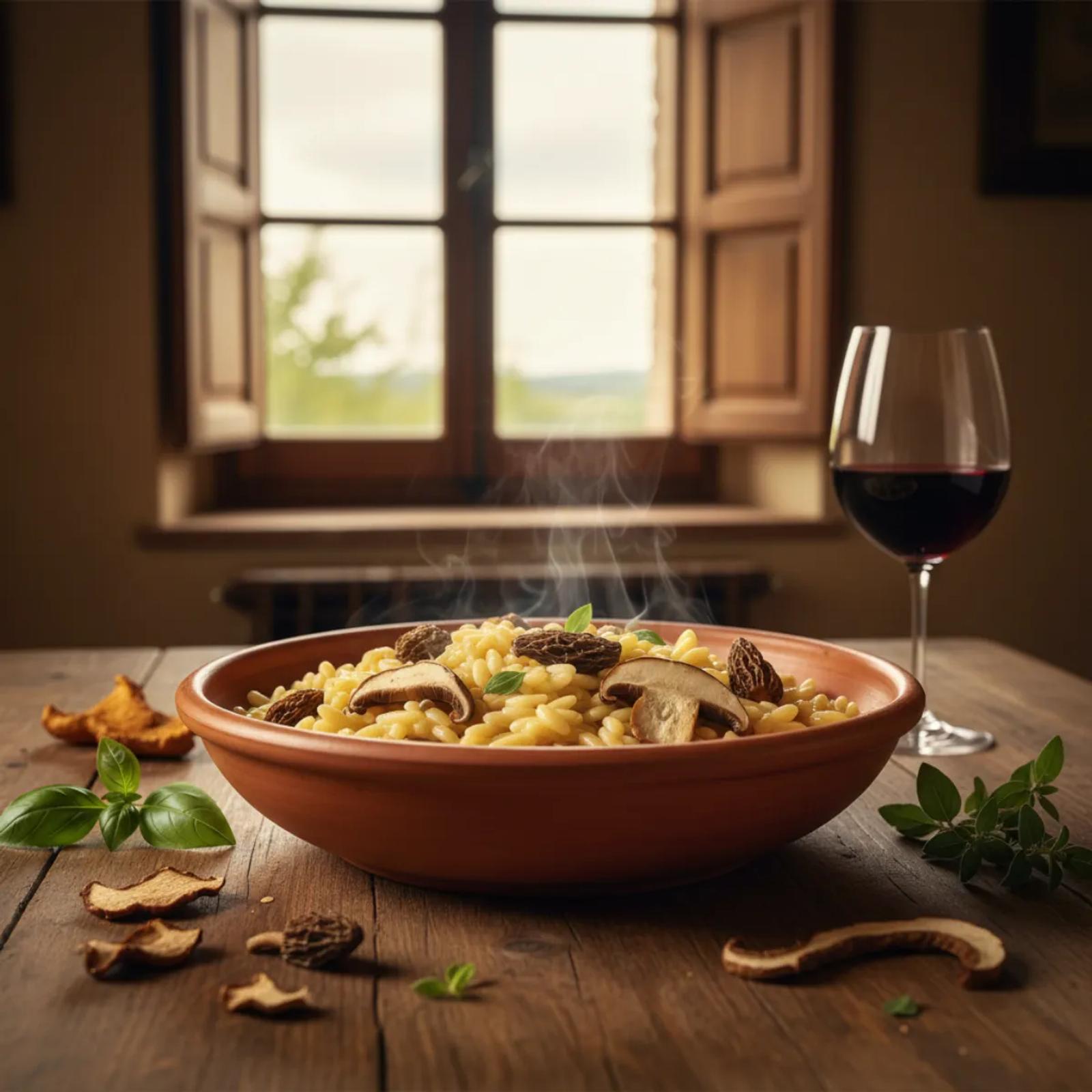 Orzo crémeux au poulet et champignons sauvages - Recette facile