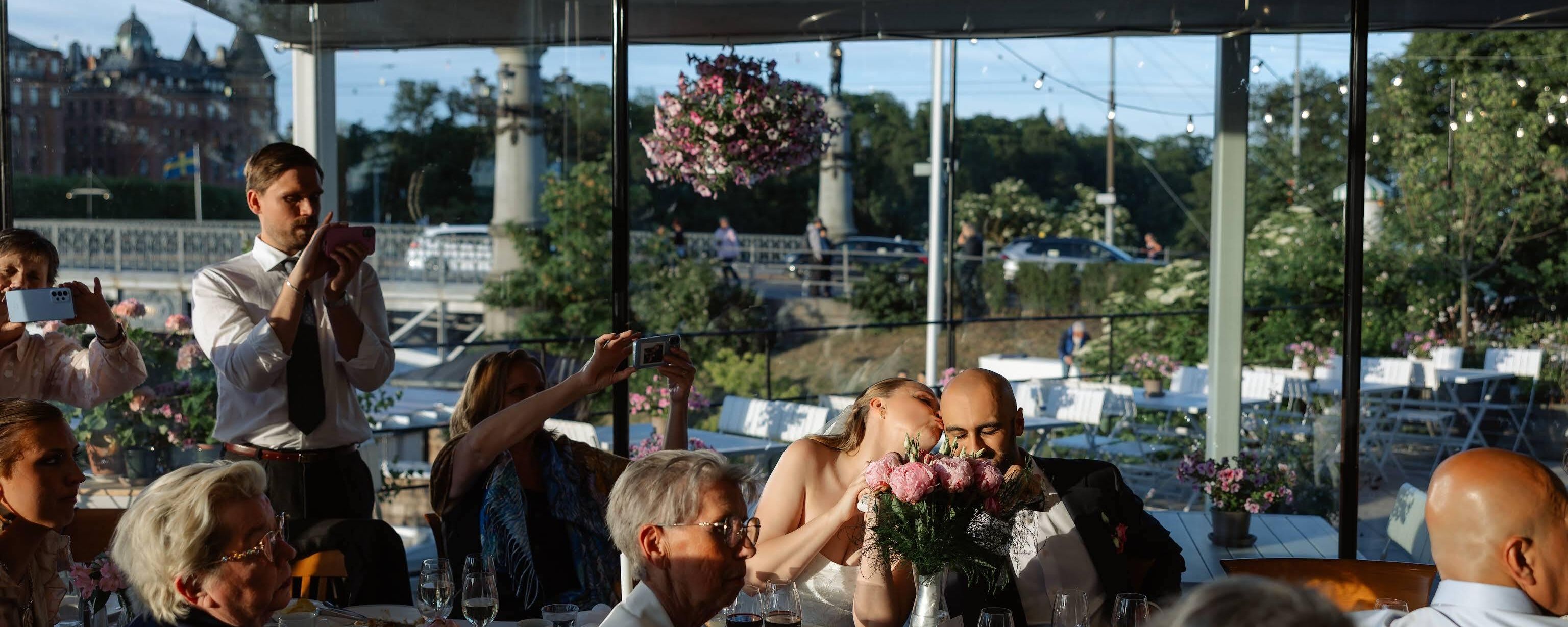 People eating at table