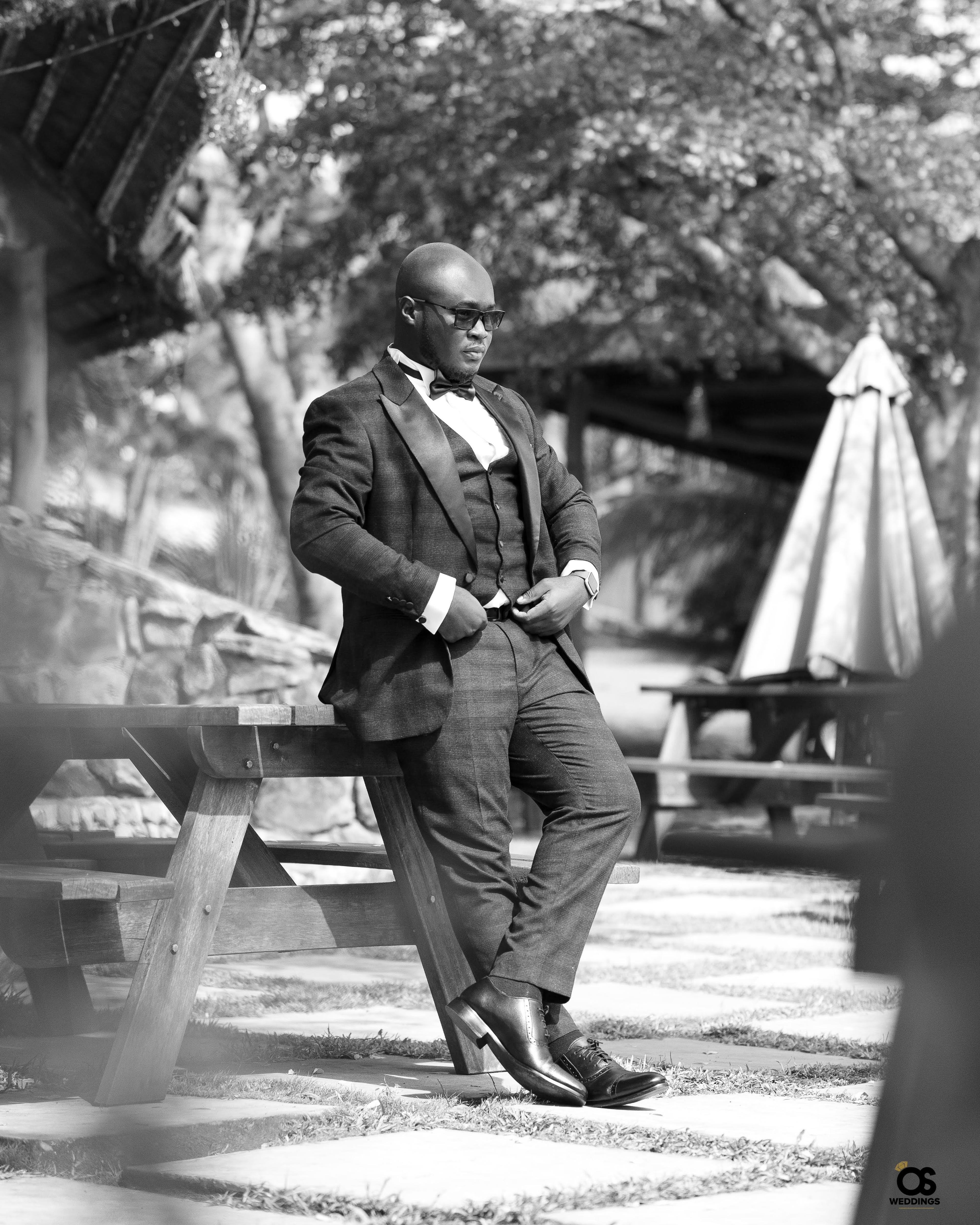 Groom posing before the wedding ceremony.