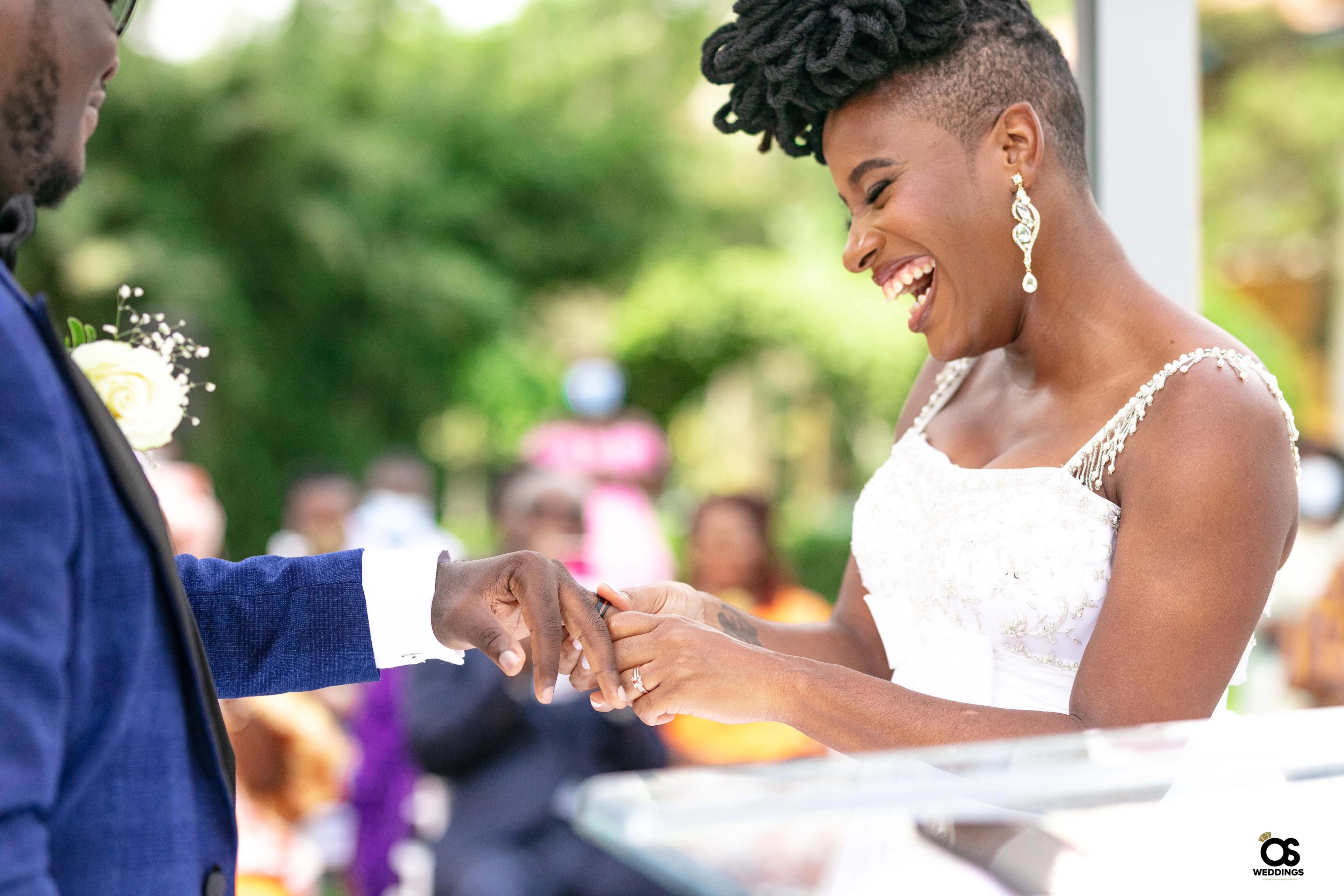 Bride and groom exchanging vows during the ceremony.