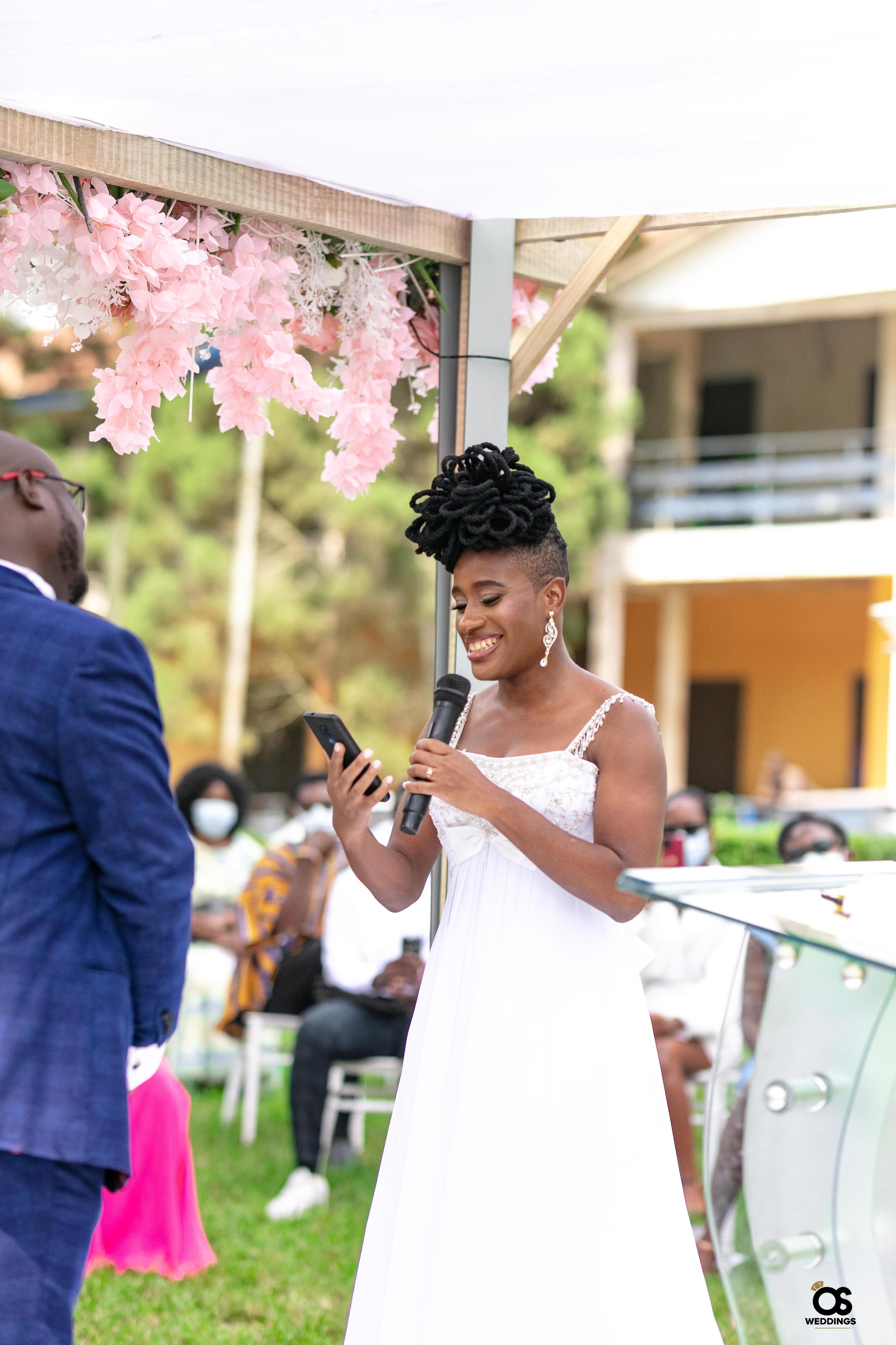 Bride and groom exchanging vows during the ceremony.