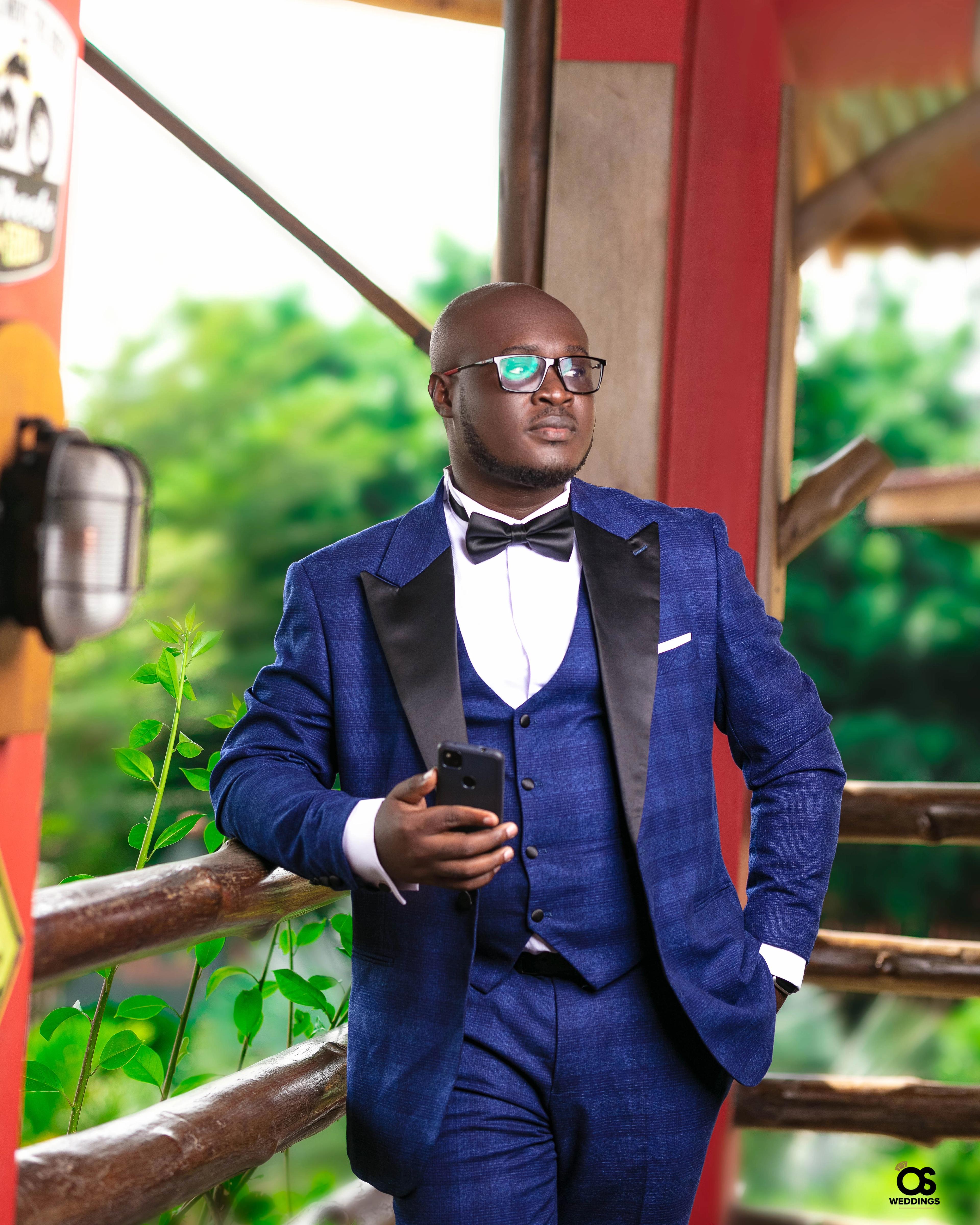 Groom posing before the wedding ceremony.