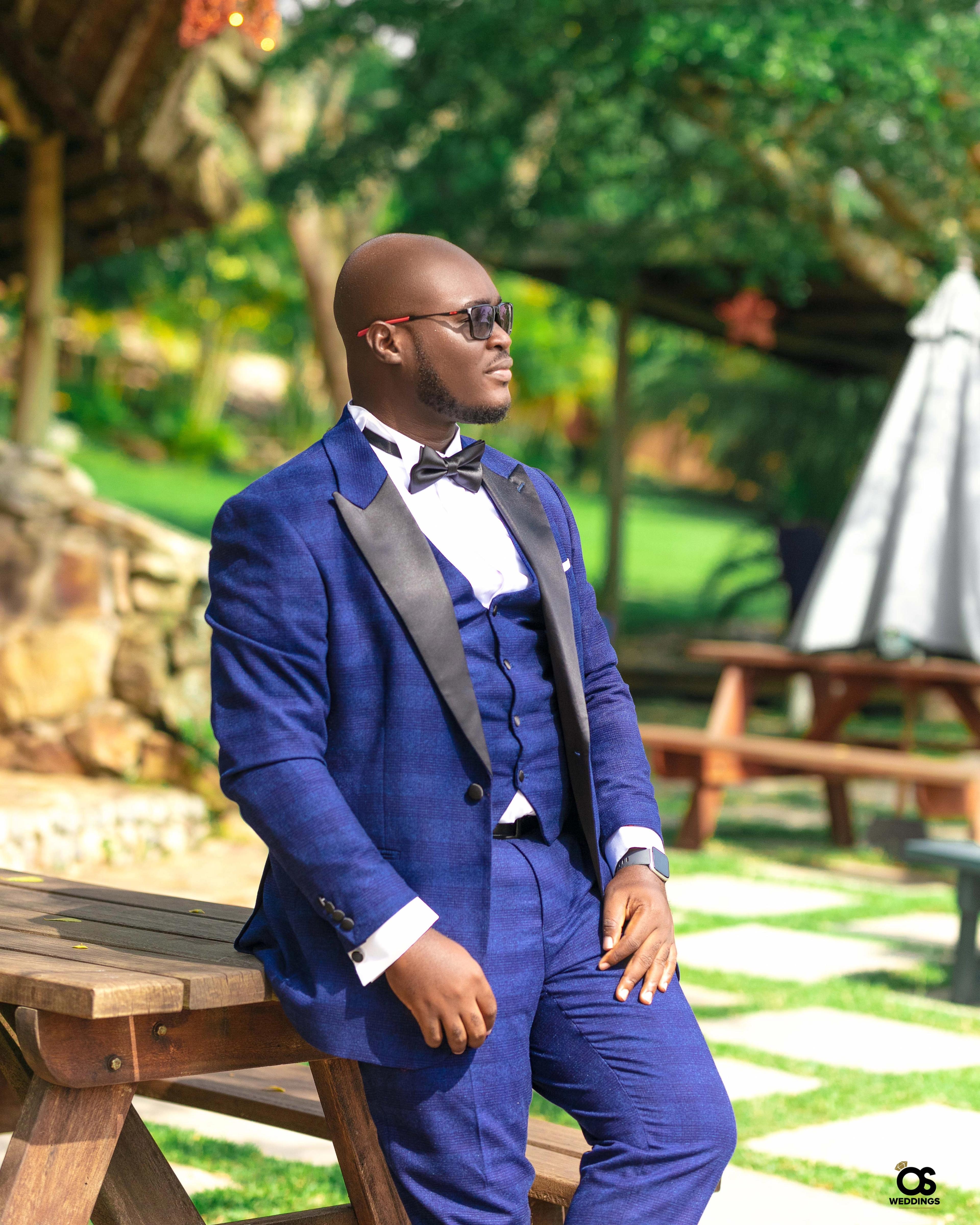 Groom posing before the wedding ceremony.