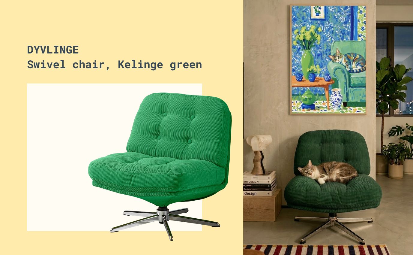 vintage green chair with bold wall art styling