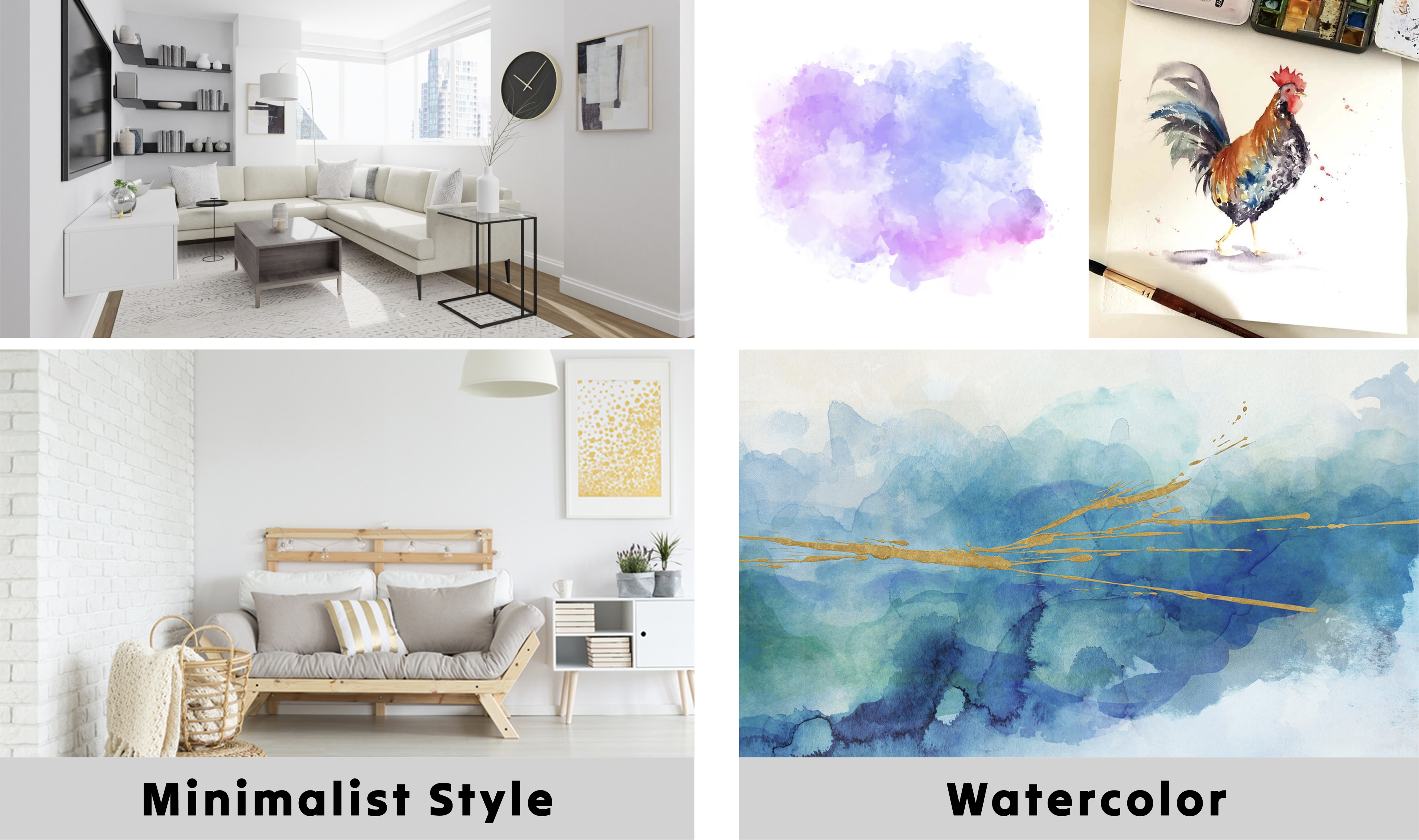 minimalist, watercolor