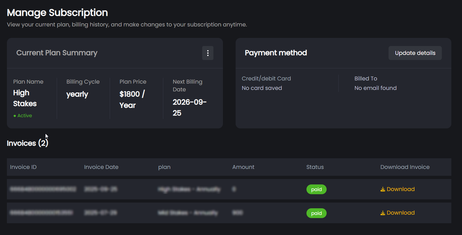 FlopHero invoice downlaod button