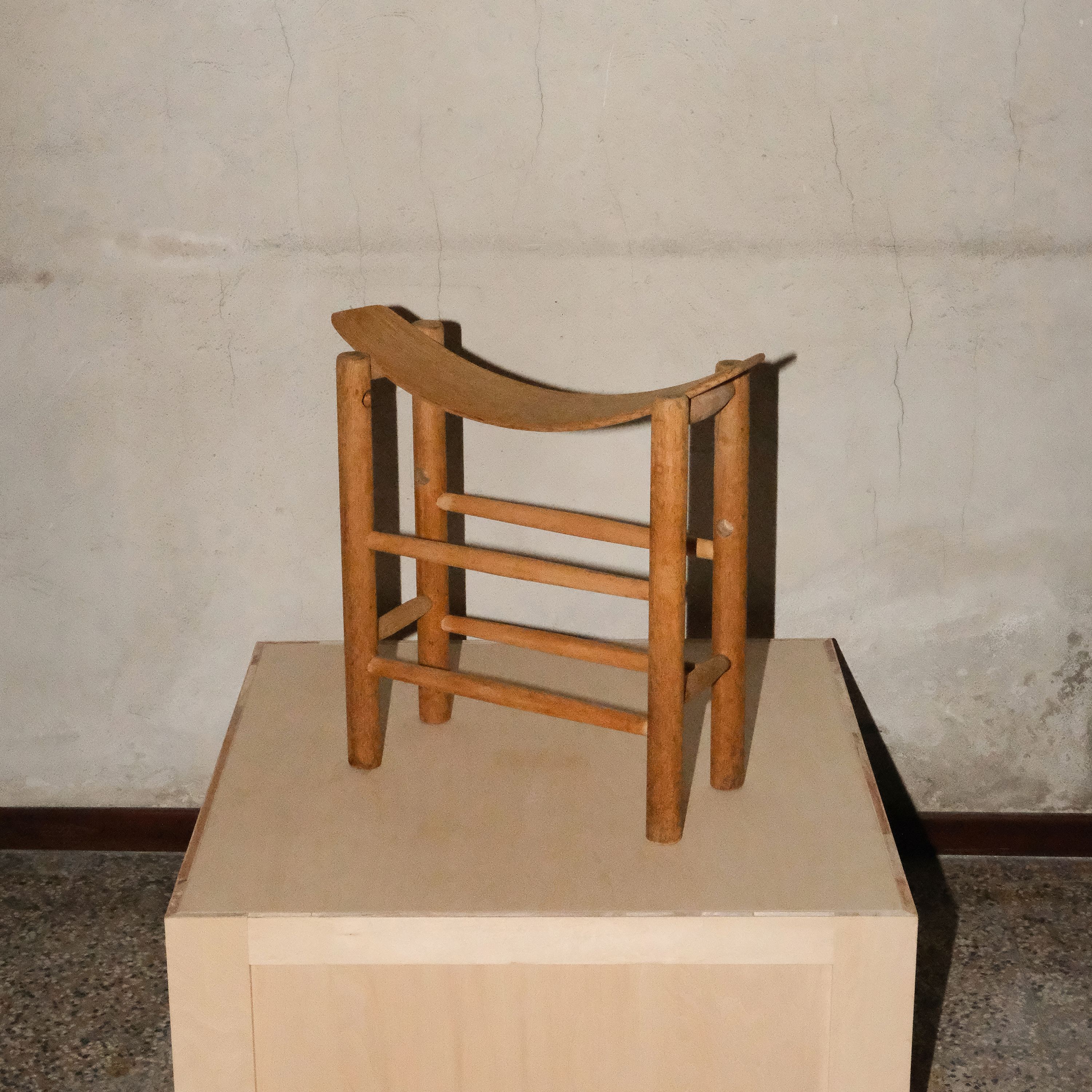 AtMa Ateliers Courbet Japanese Refurbished Wood Chair J39.5 Stool