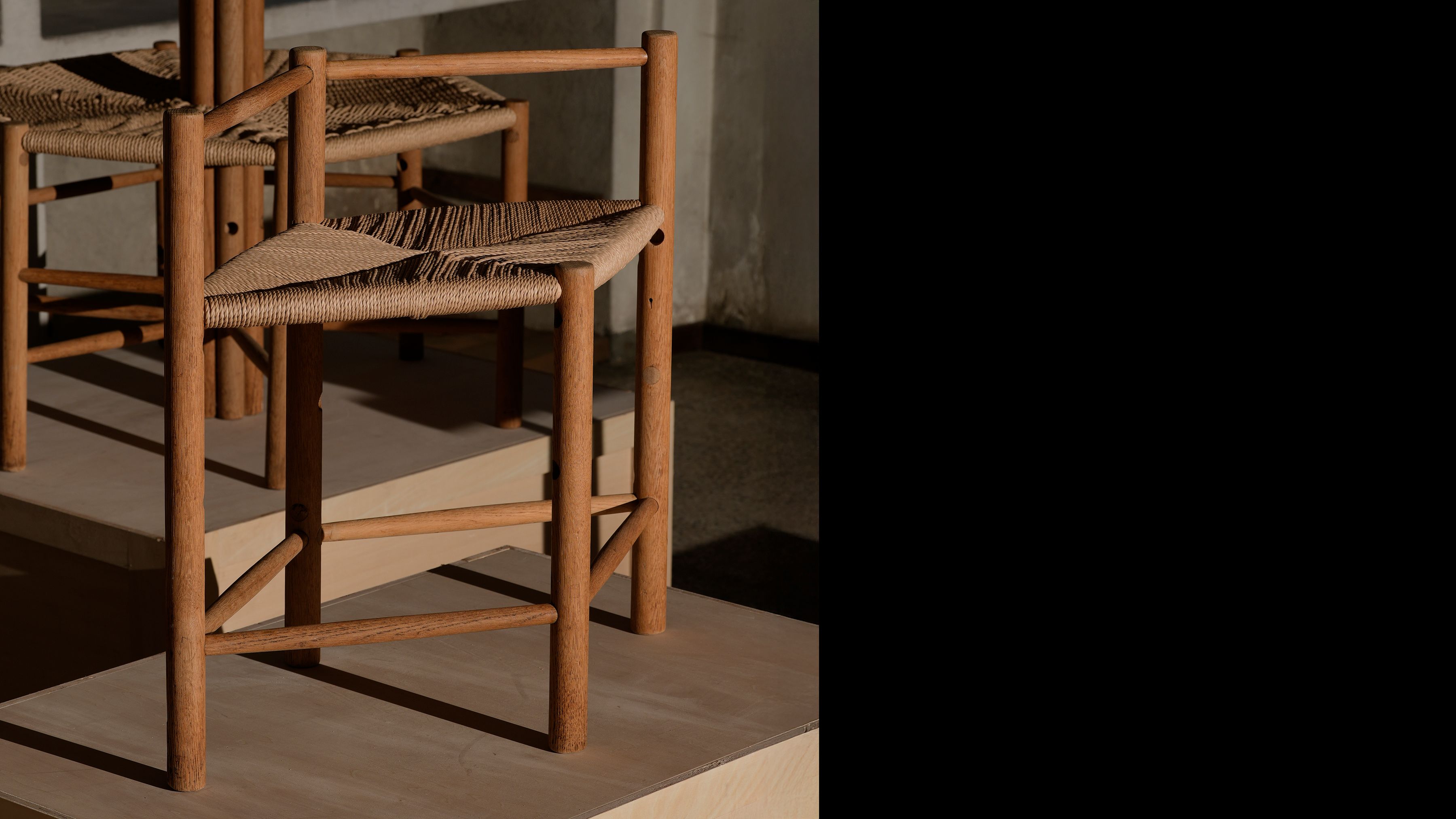 AtMa Ateliers Courbet Japanese Refurbished Wood Chair J39.5 Diagonal