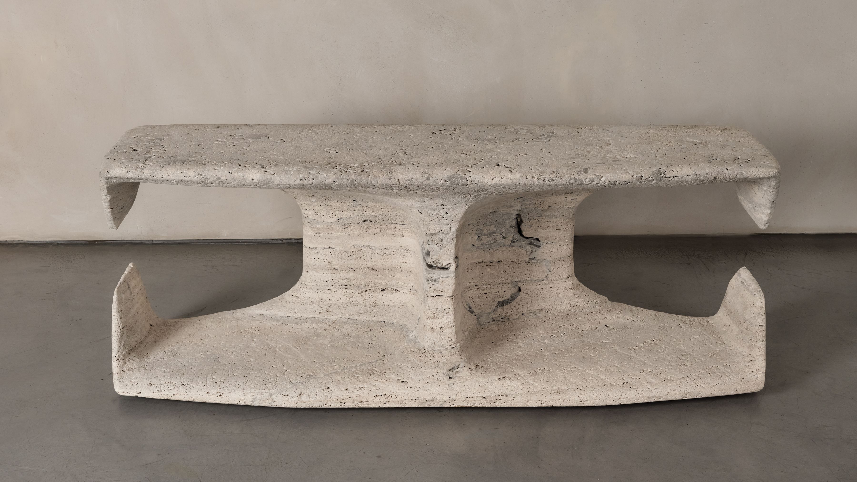 Pierre Yves Guenec Ateliers Courbet Anatomies Module Hand Carved Travertine