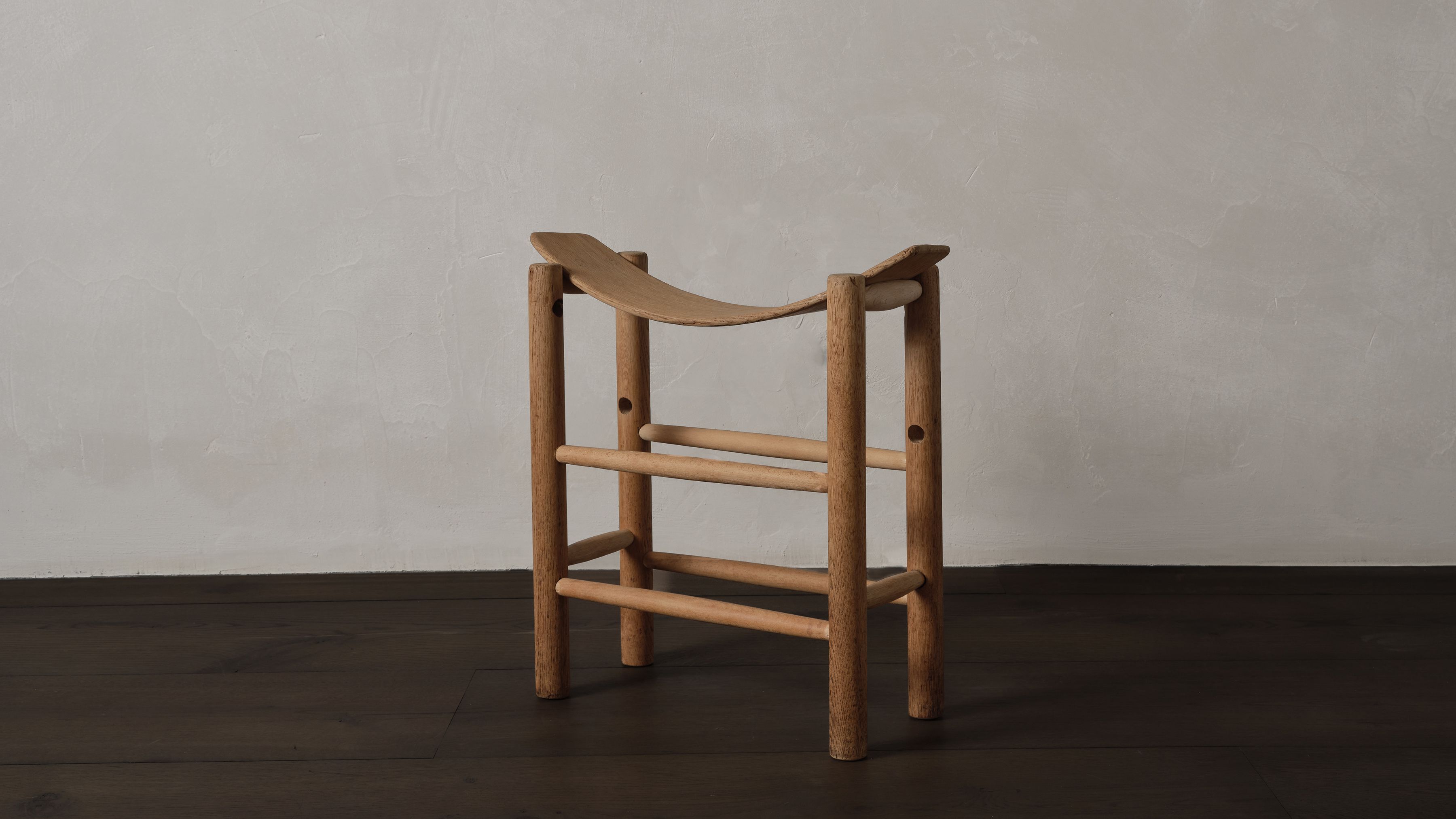 AtMa Ateliers Courbet Japanese Refurbished Wood Chair J39.5 Stool