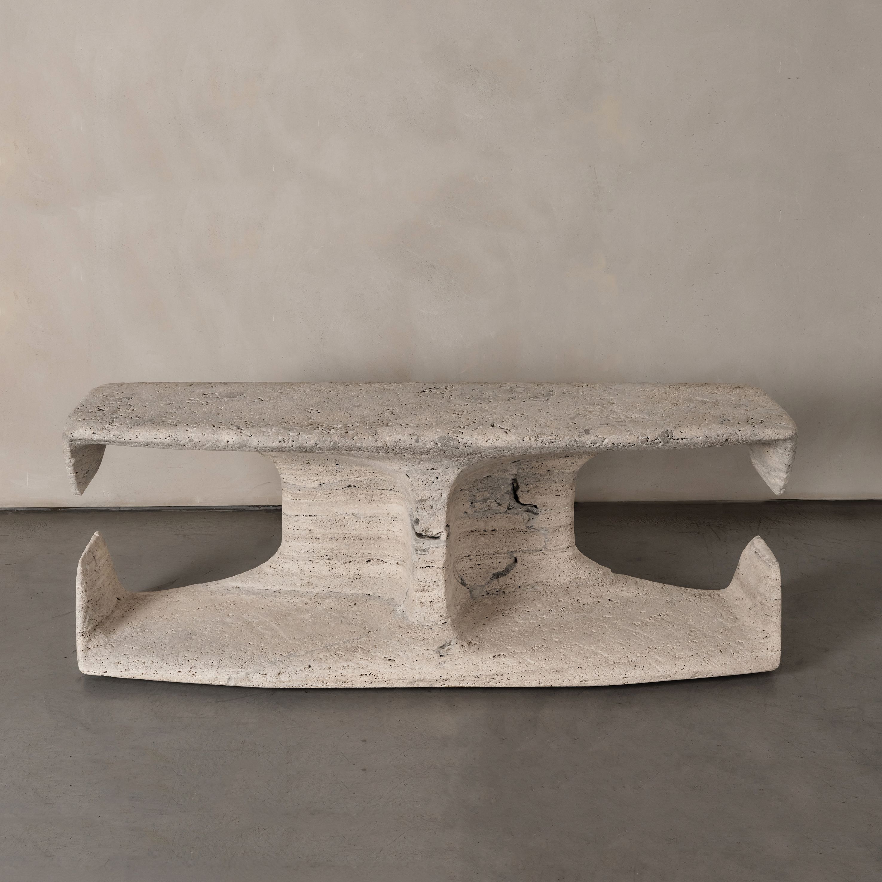 Pierre Yves Guenec Ateliers Courbet Anatomies Module Hand Carved Travertine