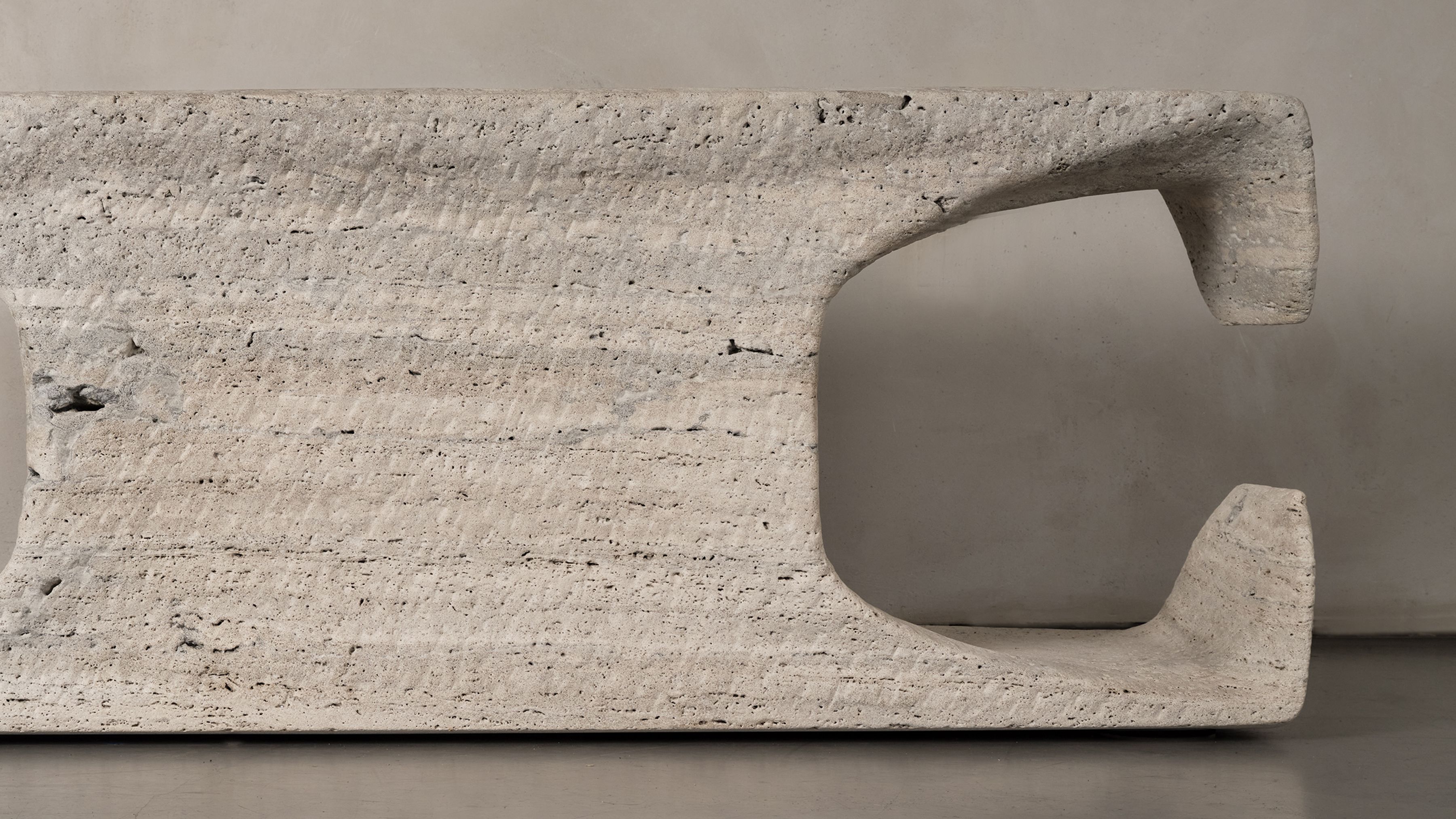 Pierre Yves Guenec Ateliers Courbet Anatomies Module Hand Carved Travertine