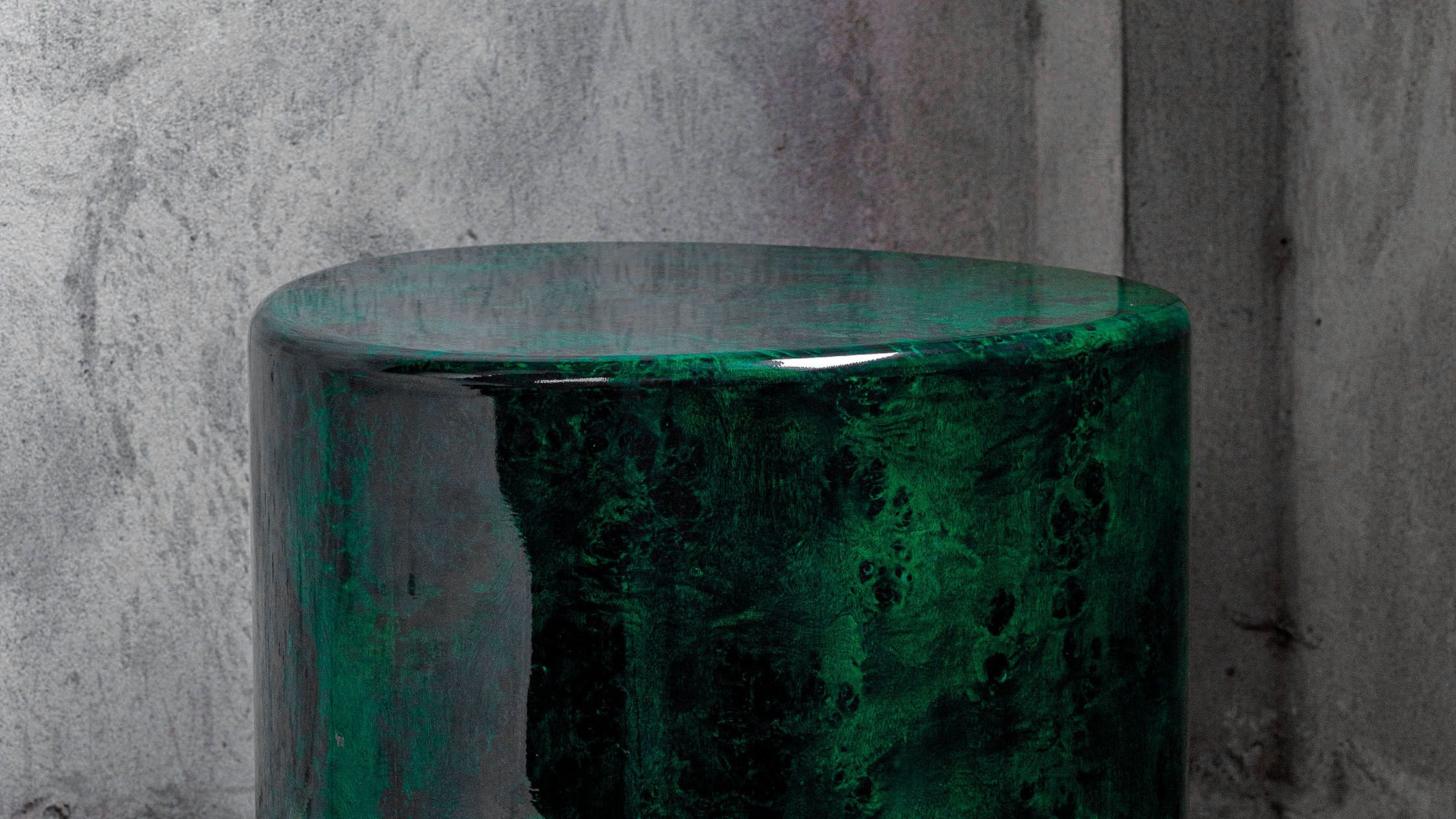 Ateliers Courbet presents the La Goûte Side Table Lacquer in Green by Hamza Kadiri