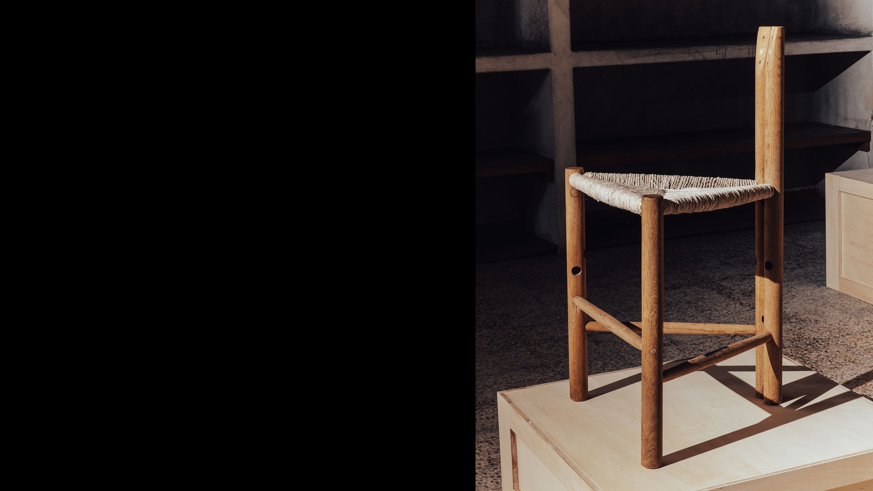 AtMa Ateliers Courbet Japanese Refurbished Wood Chair J39.5 Triangle