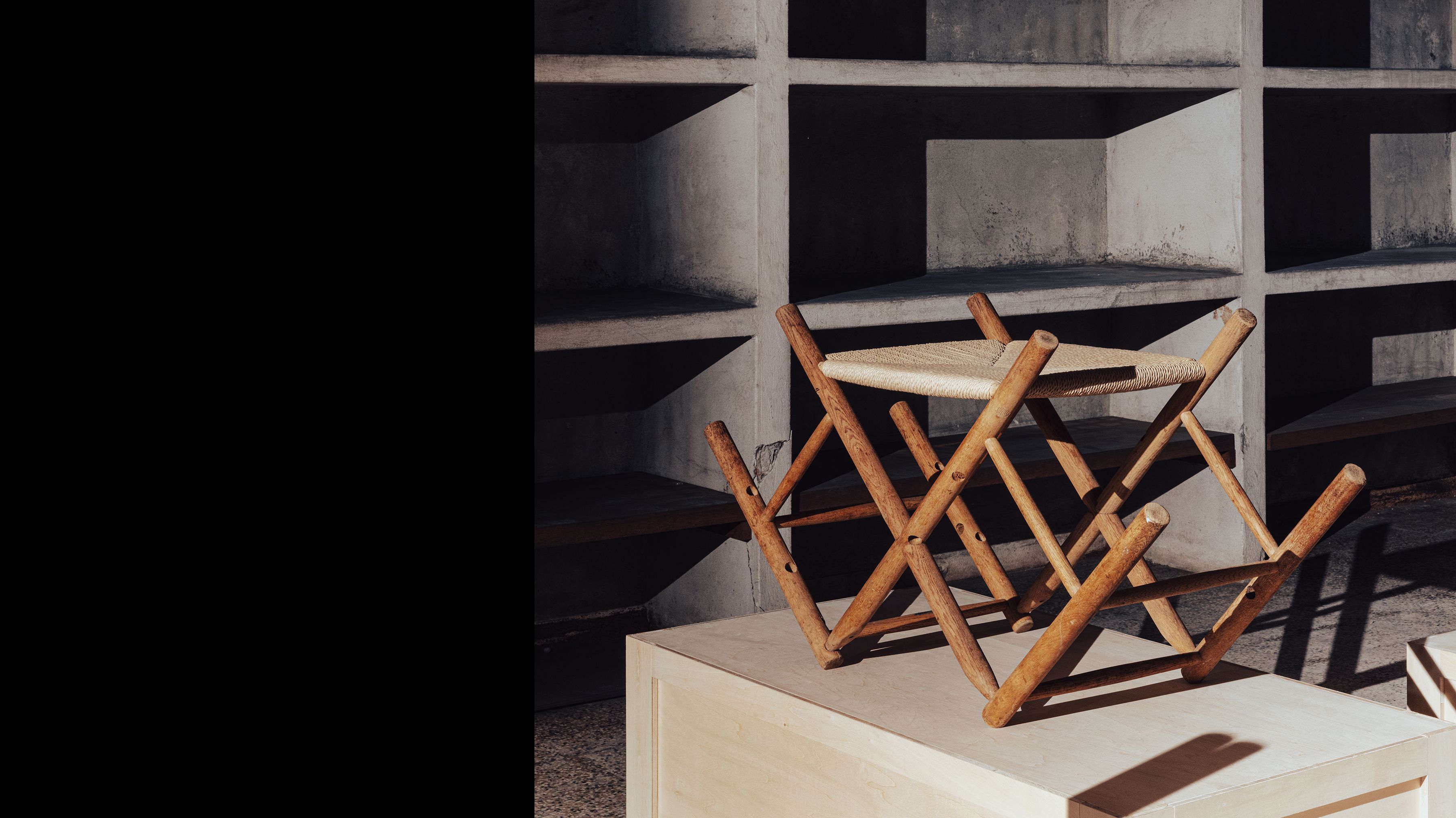 AtMa Ateliers Courbet Japanese Refurbished Wood Chair J39.5 Upside Down