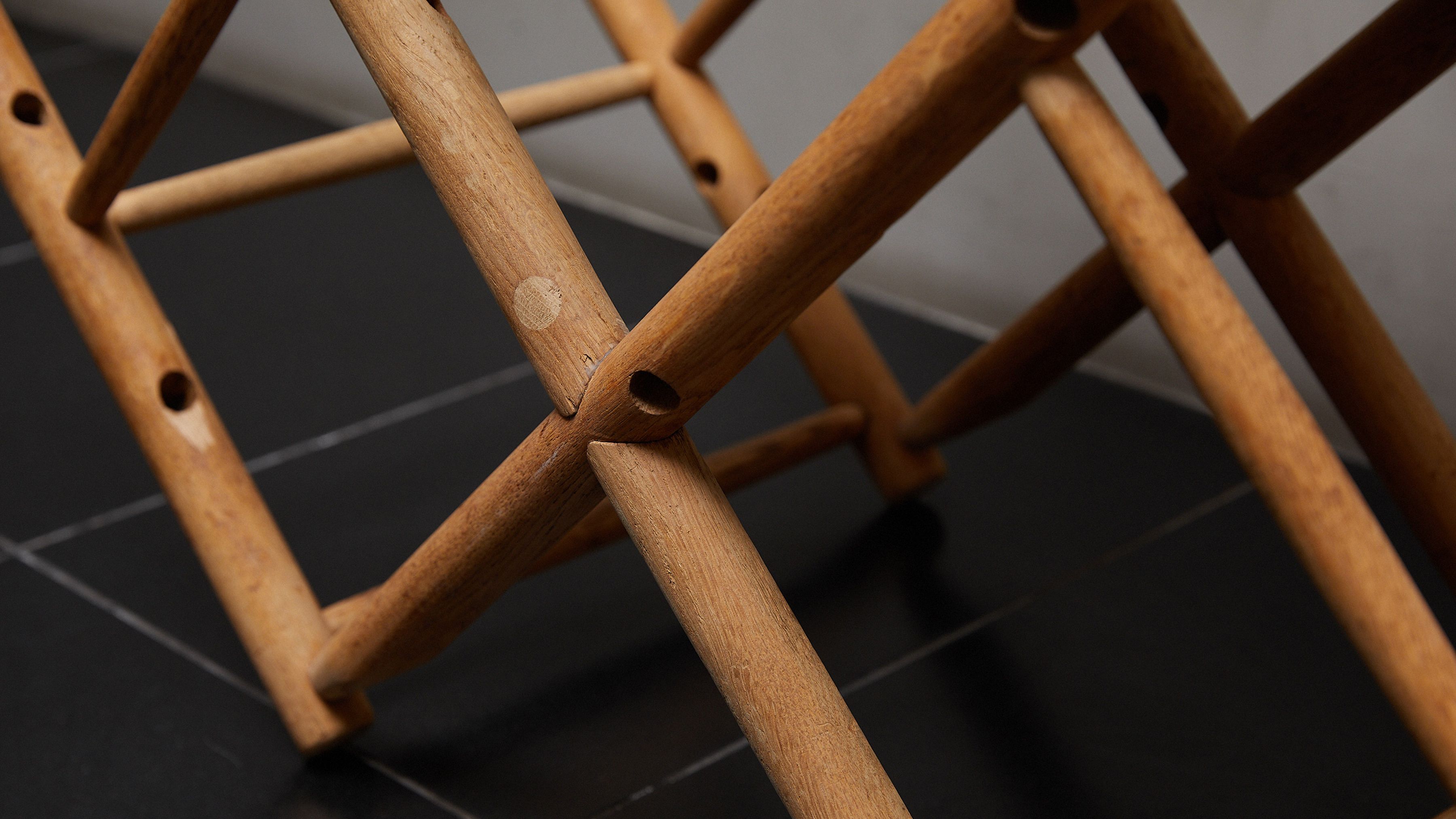 AtMa Ateliers Courbet Japanese Refurbished Wood Chair J39.5 Upside Down