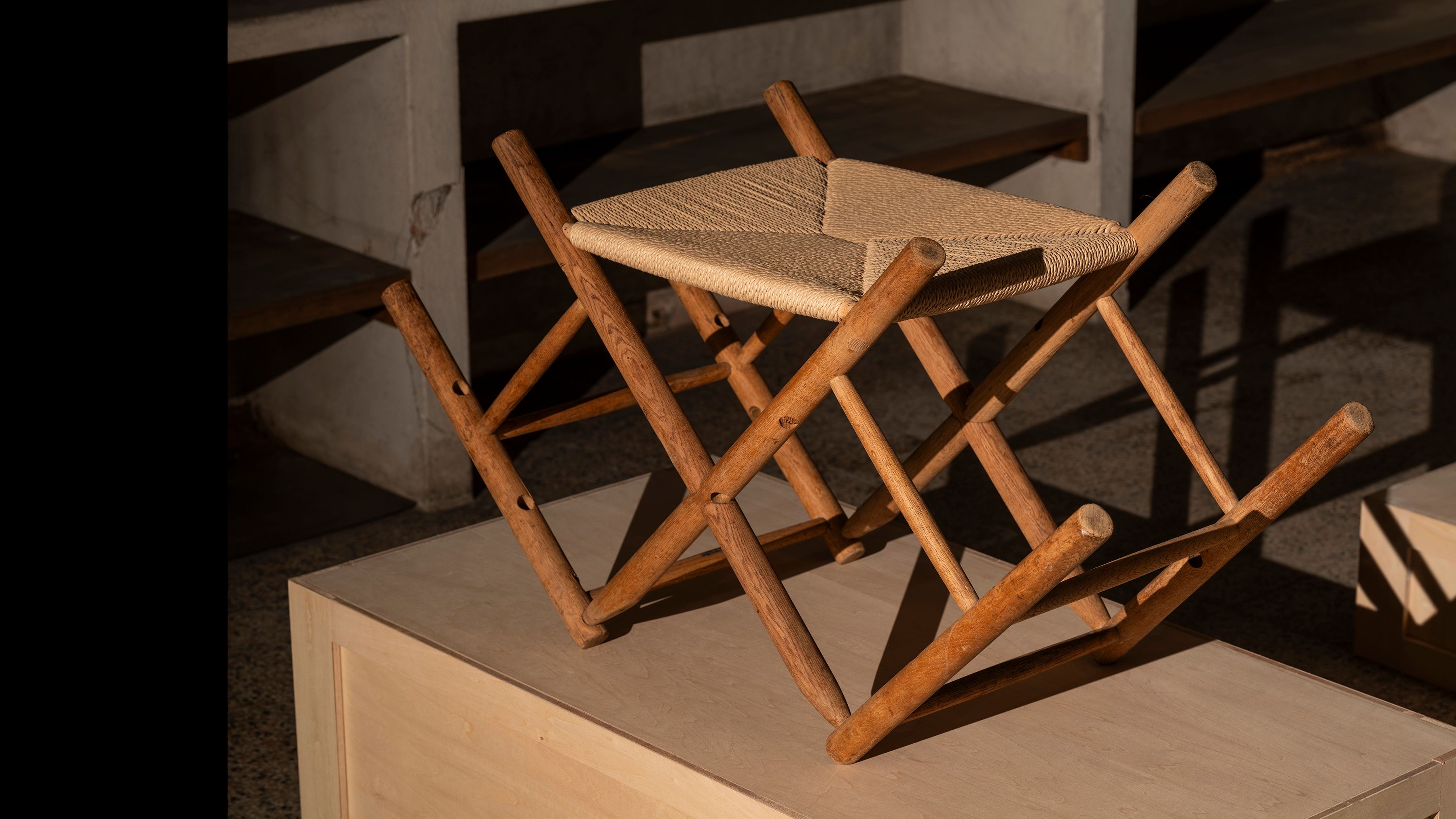 AtMa Ateliers Courbet Japanese Refurbished Wood Chair J39.5 Upside Down