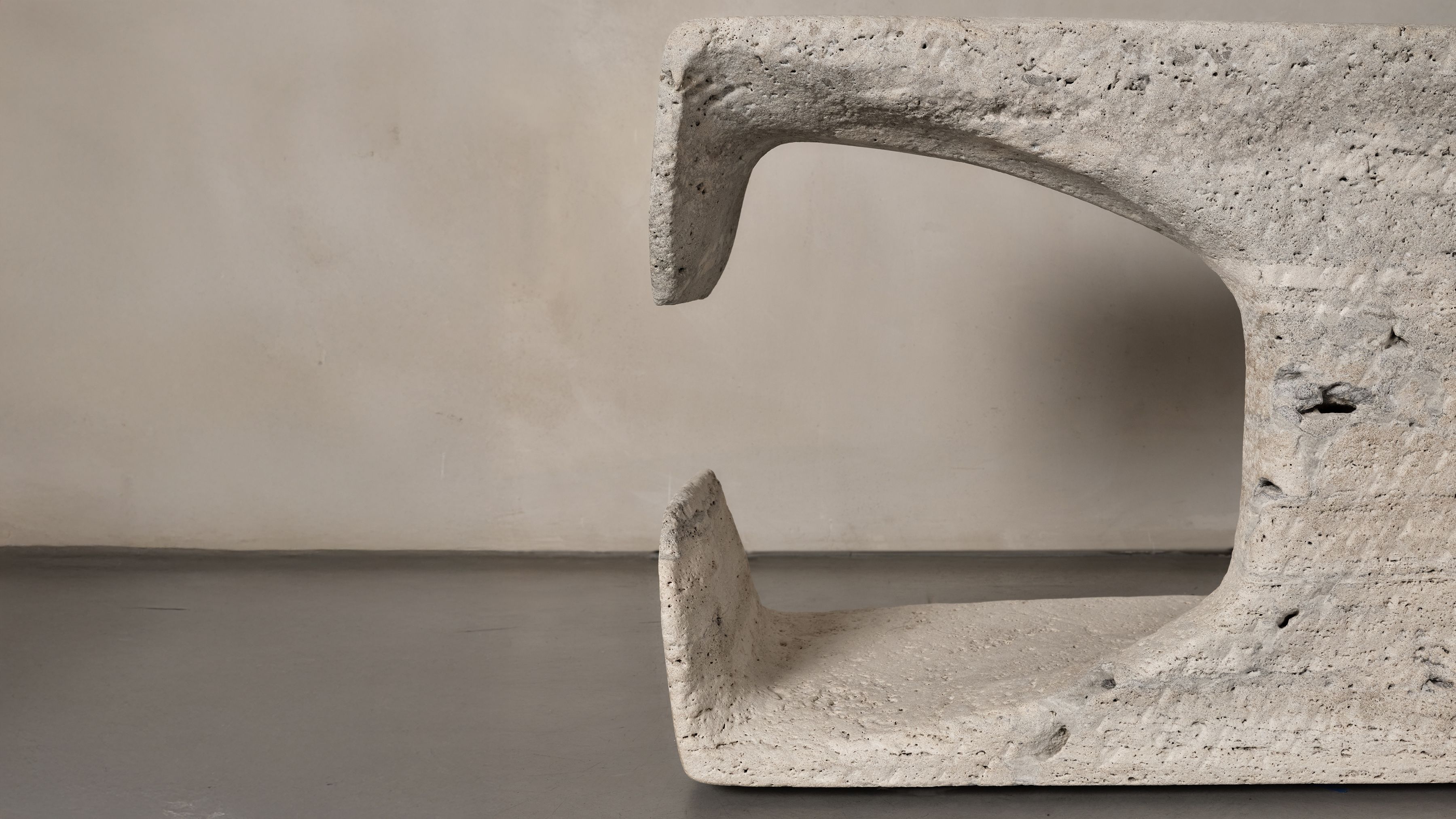 Pierre Yves Guenec Ateliers Courbet Anatomies Module Hand Carved Travertine