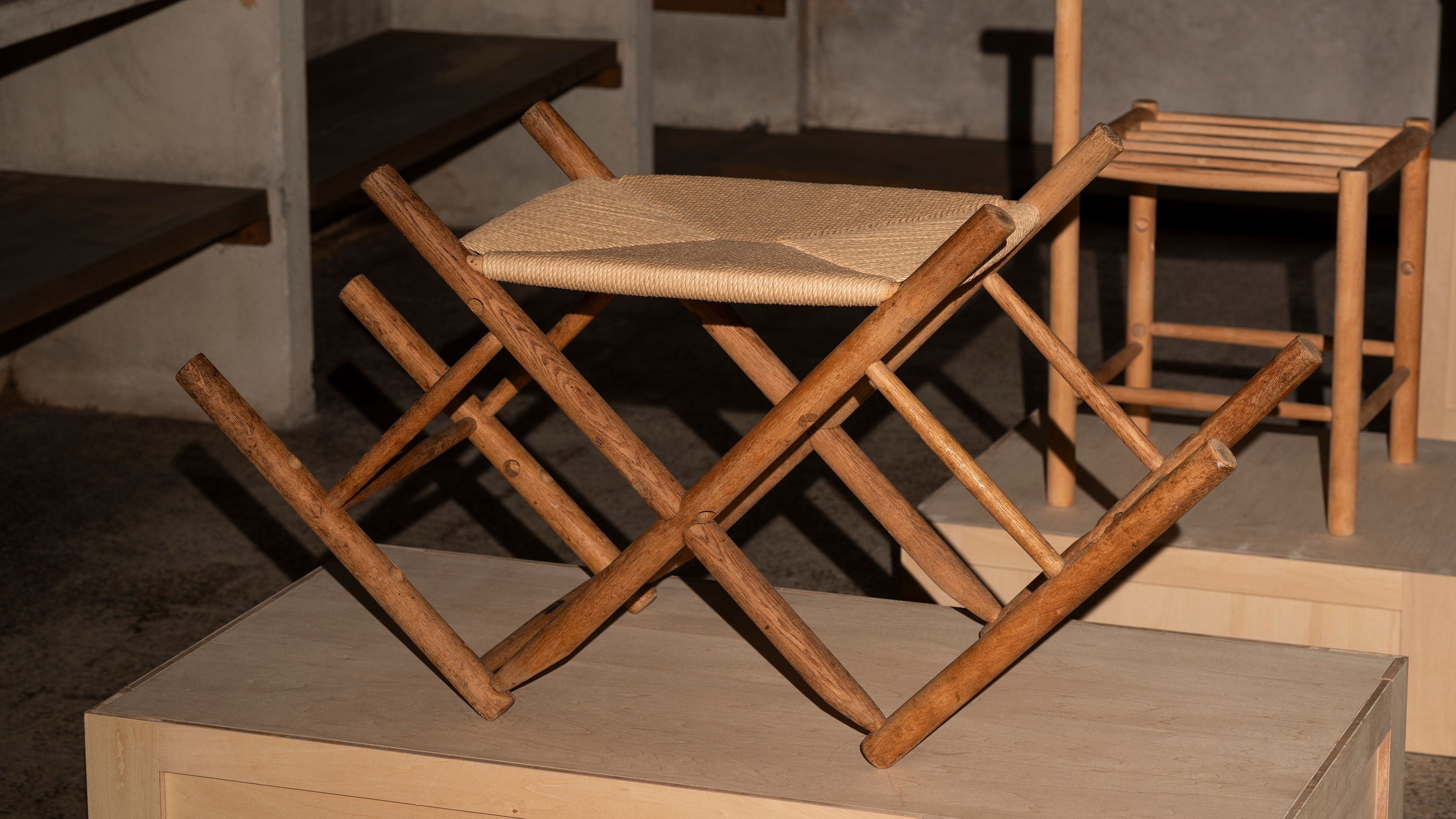 AtMa Ateliers Courbet Japanese Refurbished Wood Chair J39.5 Upside Down