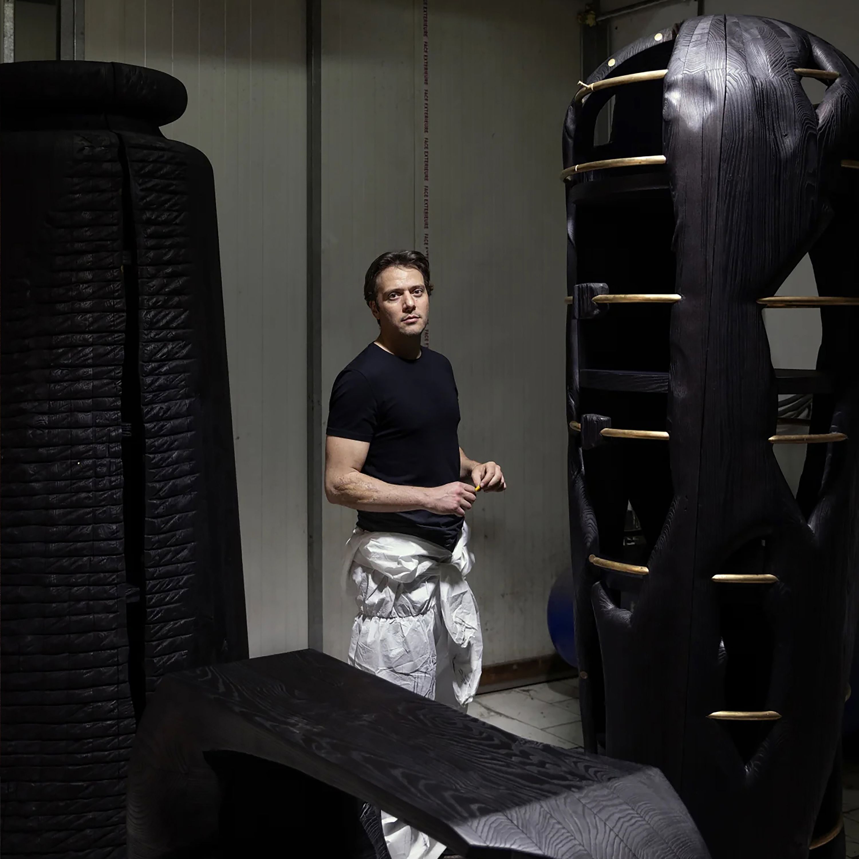 Hamza Kadiri Ateliers Courbet Moroccan Artist Wood