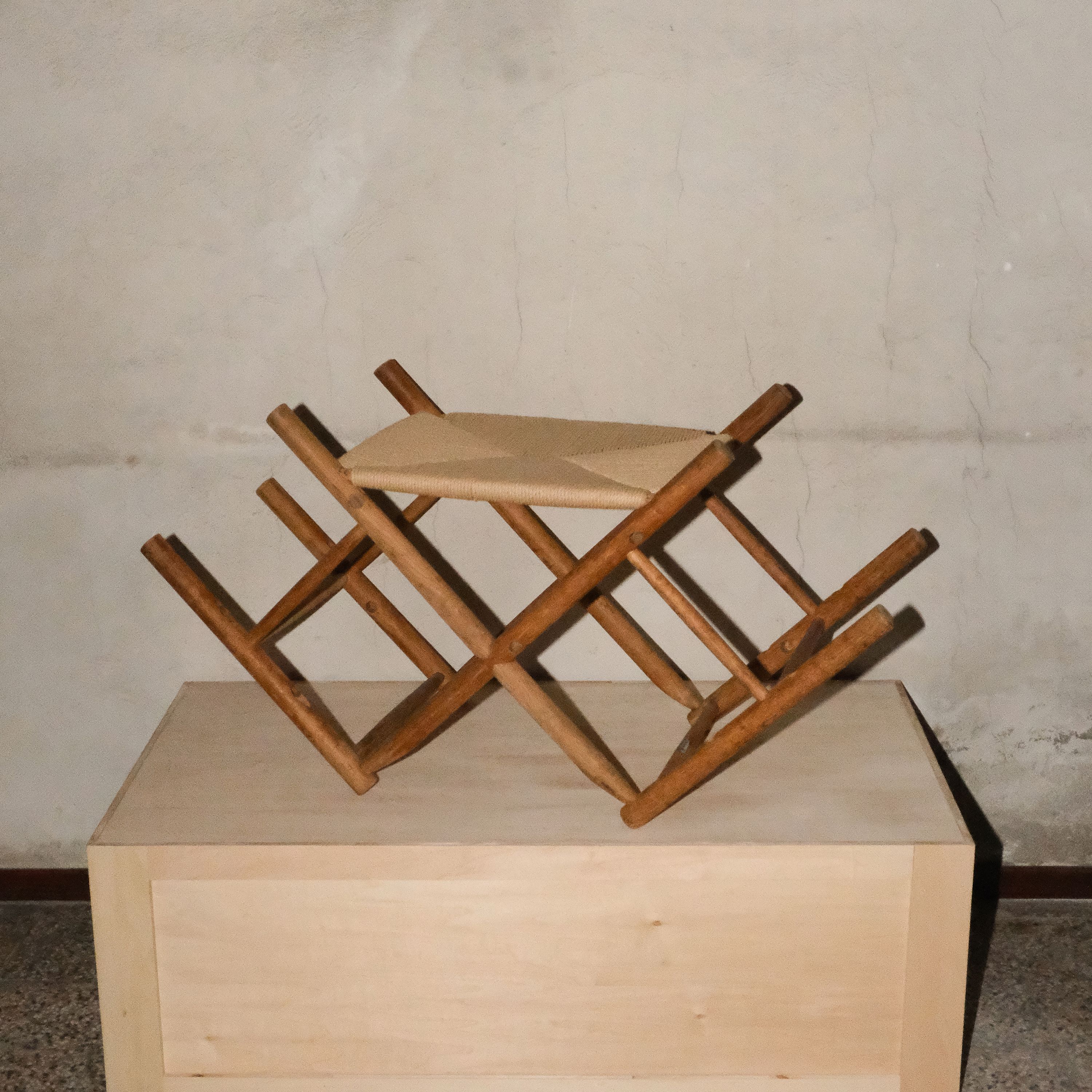 AtMa Ateliers Courbet Japanese Refurbished Wood Chair J39.5 Upside Down