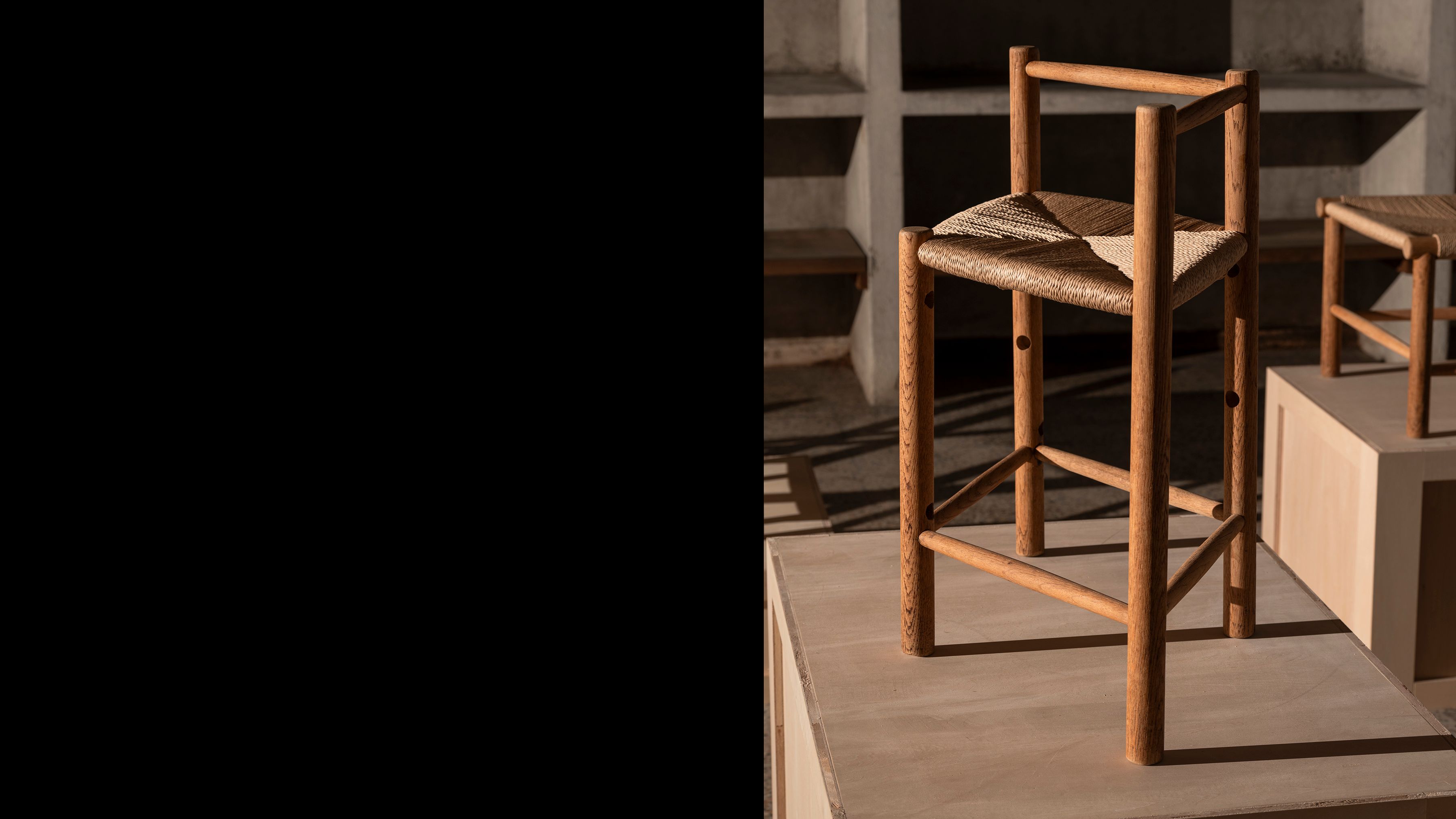 AtMa Ateliers Courbet Japanese Refurbished Wood Chair J39.5 Diagonal