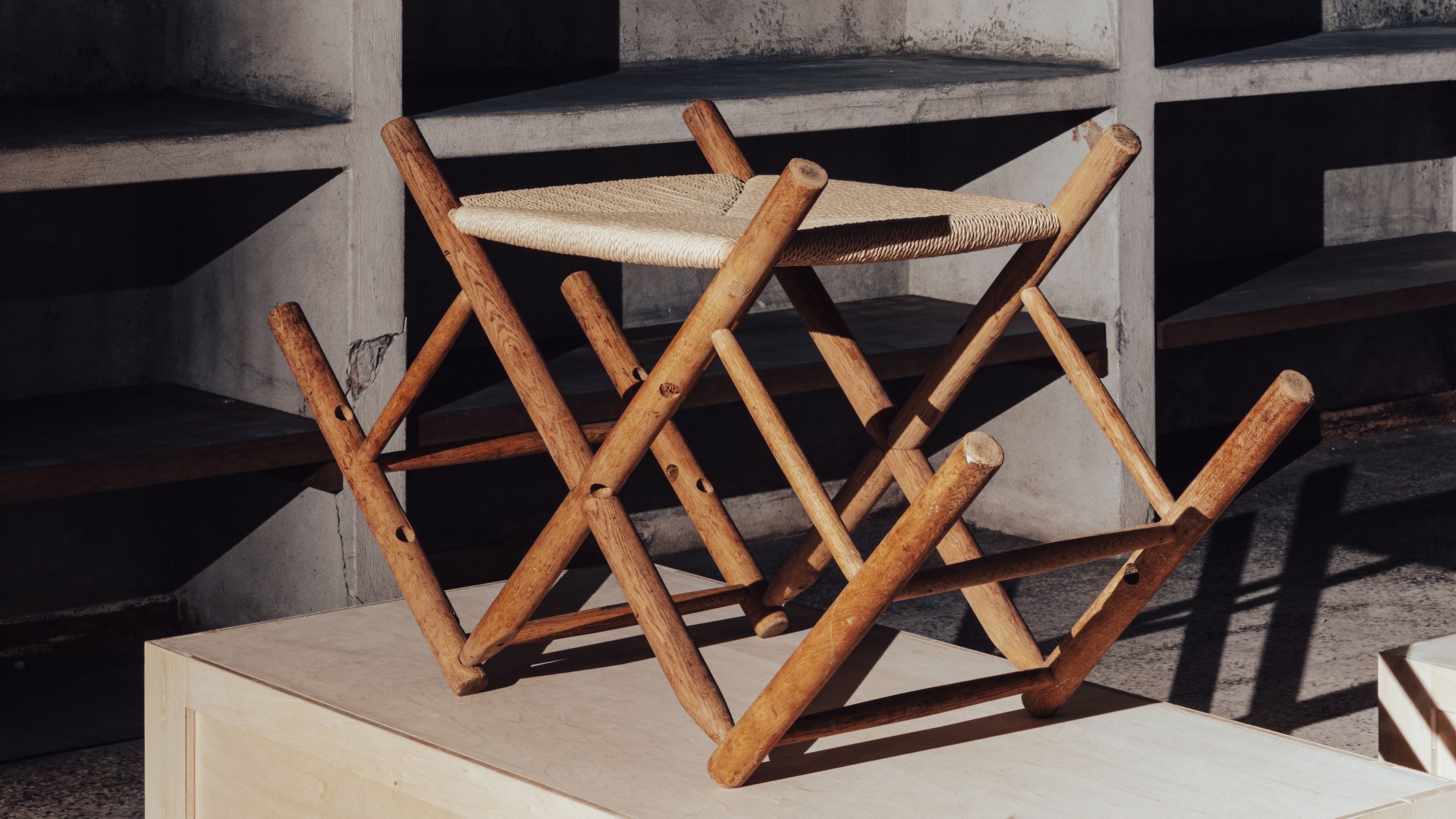 AtMa Ateliers Courbet Japanese Refurbished Wood Chair J39.5 Upside Down