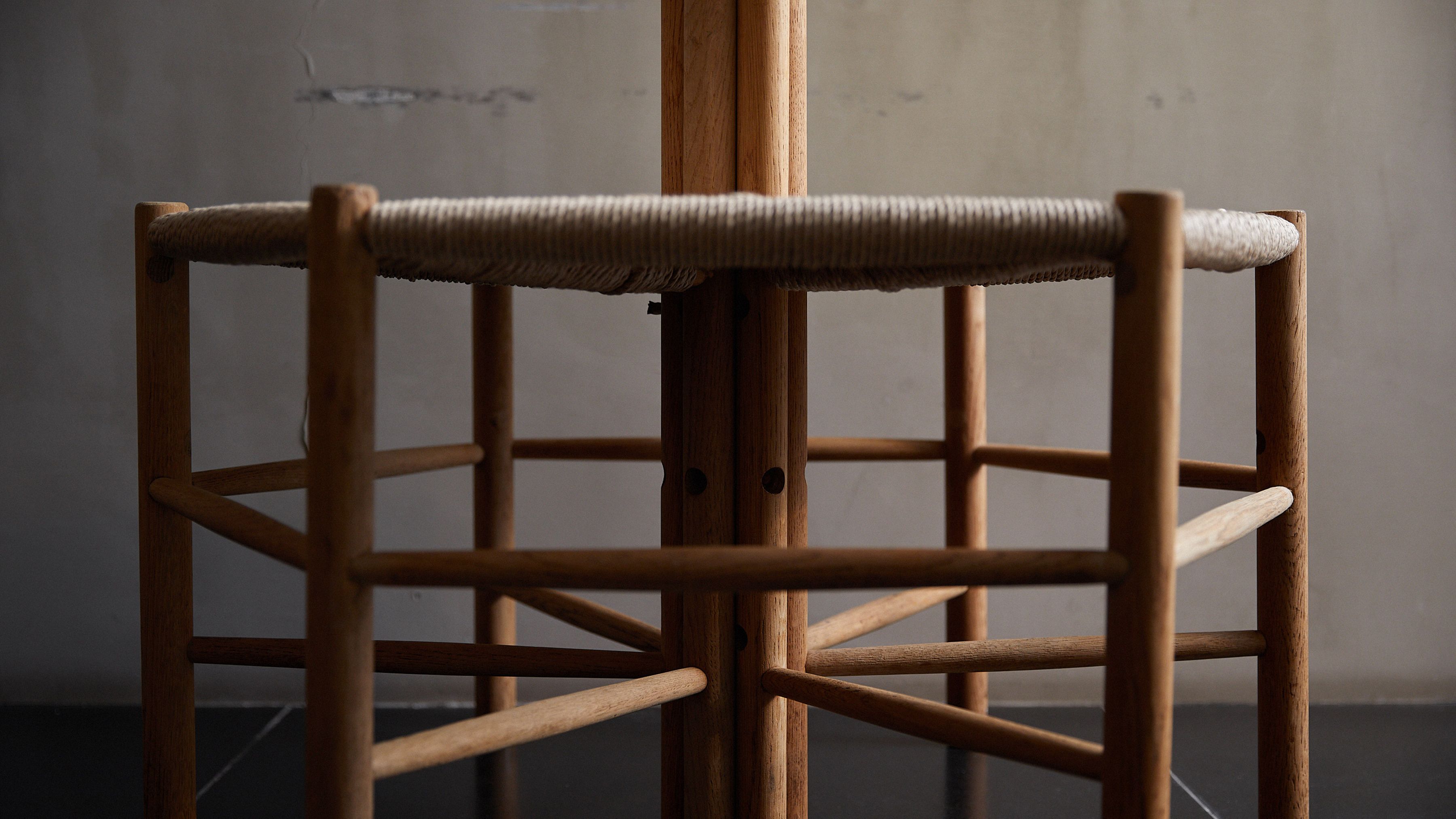 AtMa Ateliers Courbet Japanese Refurbished Wood Chair J39.5 Hexagon