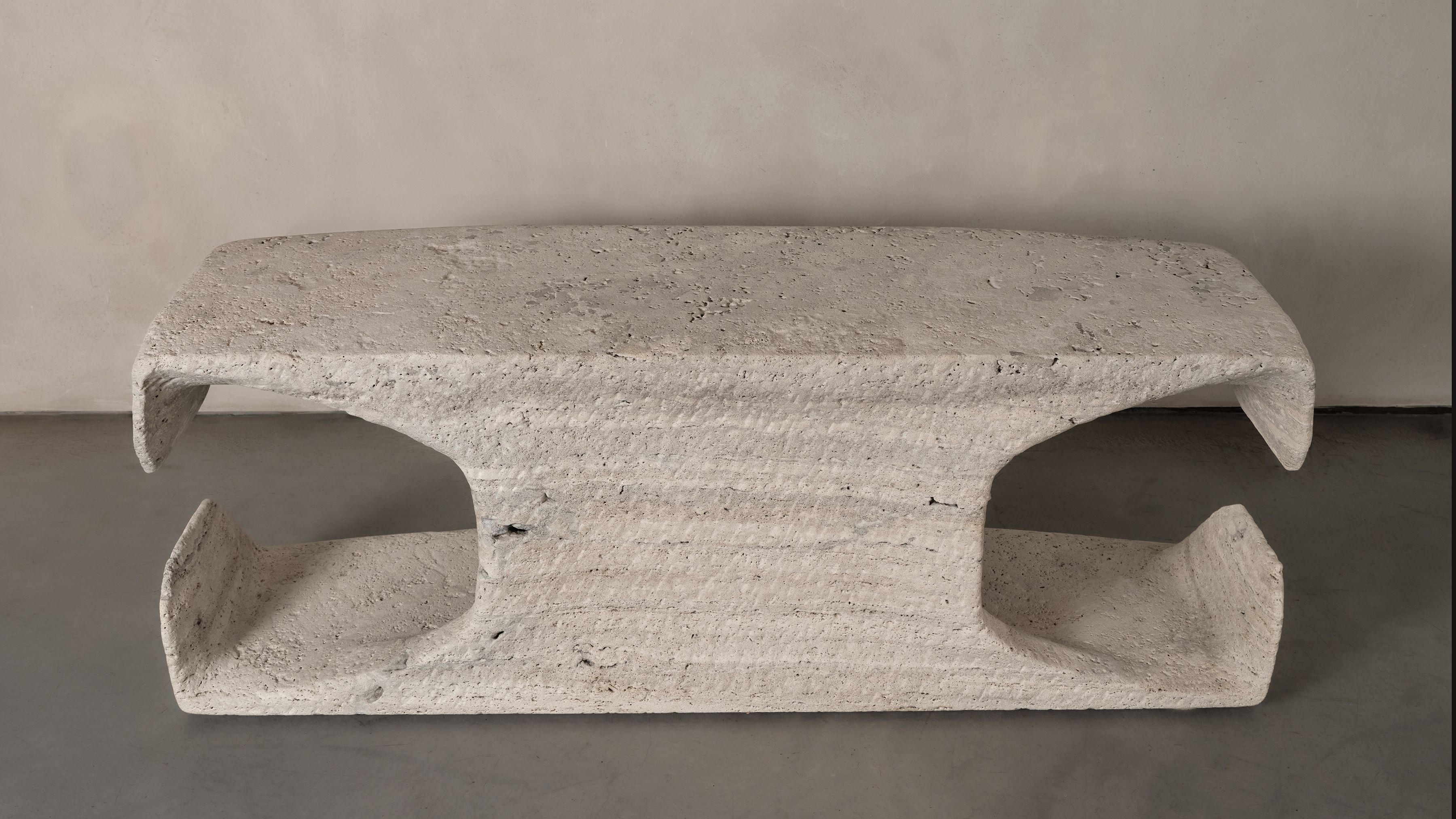 Pierre Yves Guenec Ateliers Courbet Anatomies Module Hand Carved Travertine