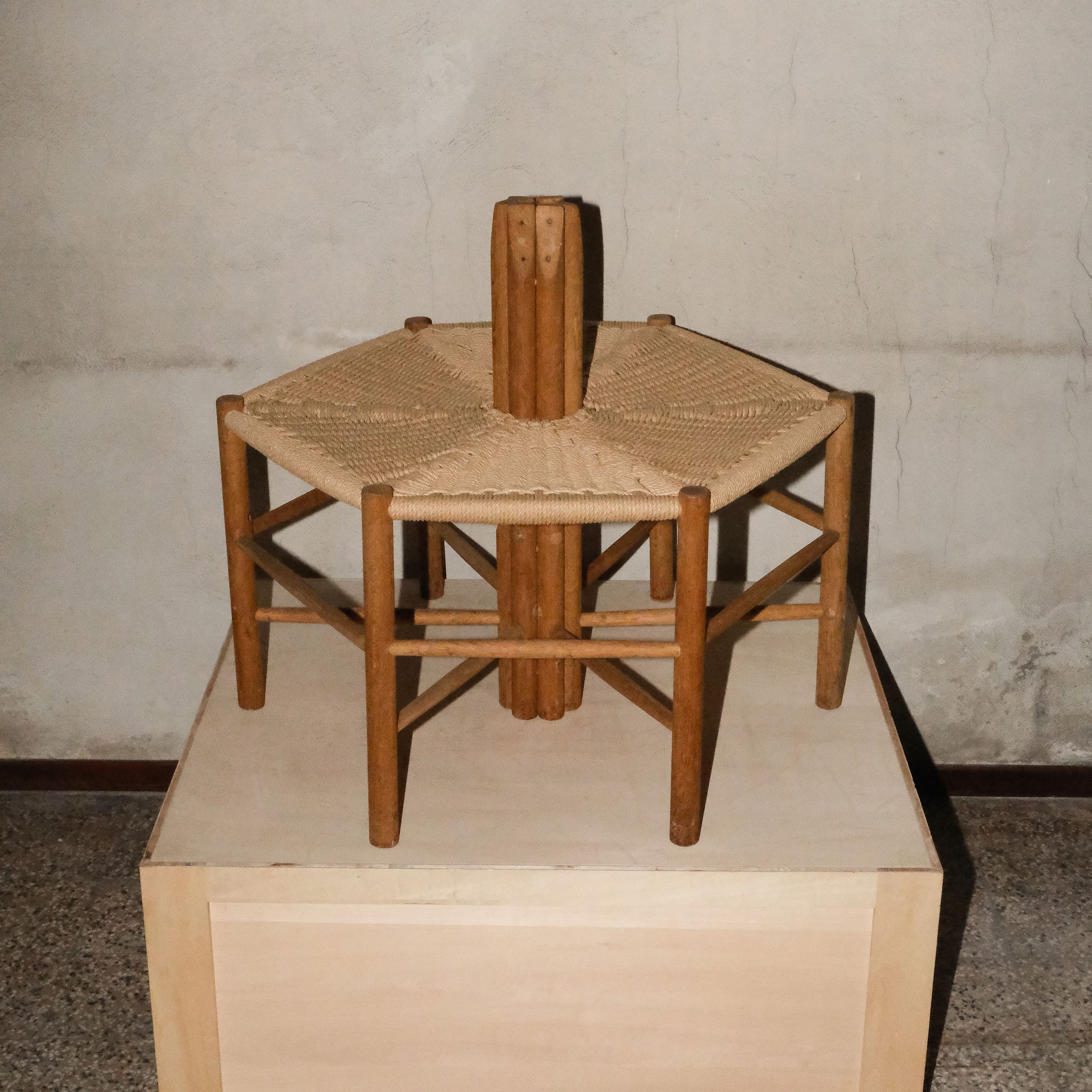 AtMa Ateliers Courbet Japanese Refurbished Wood Chair J39.5 Hexagon
