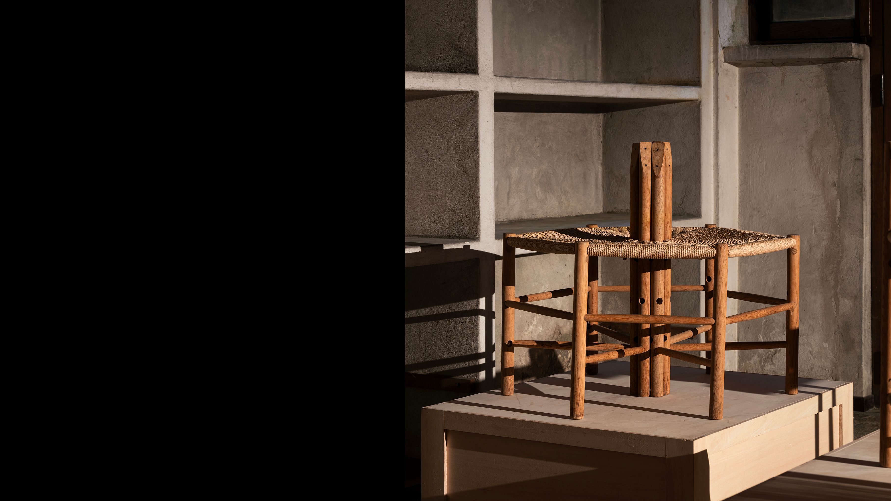 AtMa Ateliers Courbet Japanese Refurbished Wood Chair J39.5 Hexagon