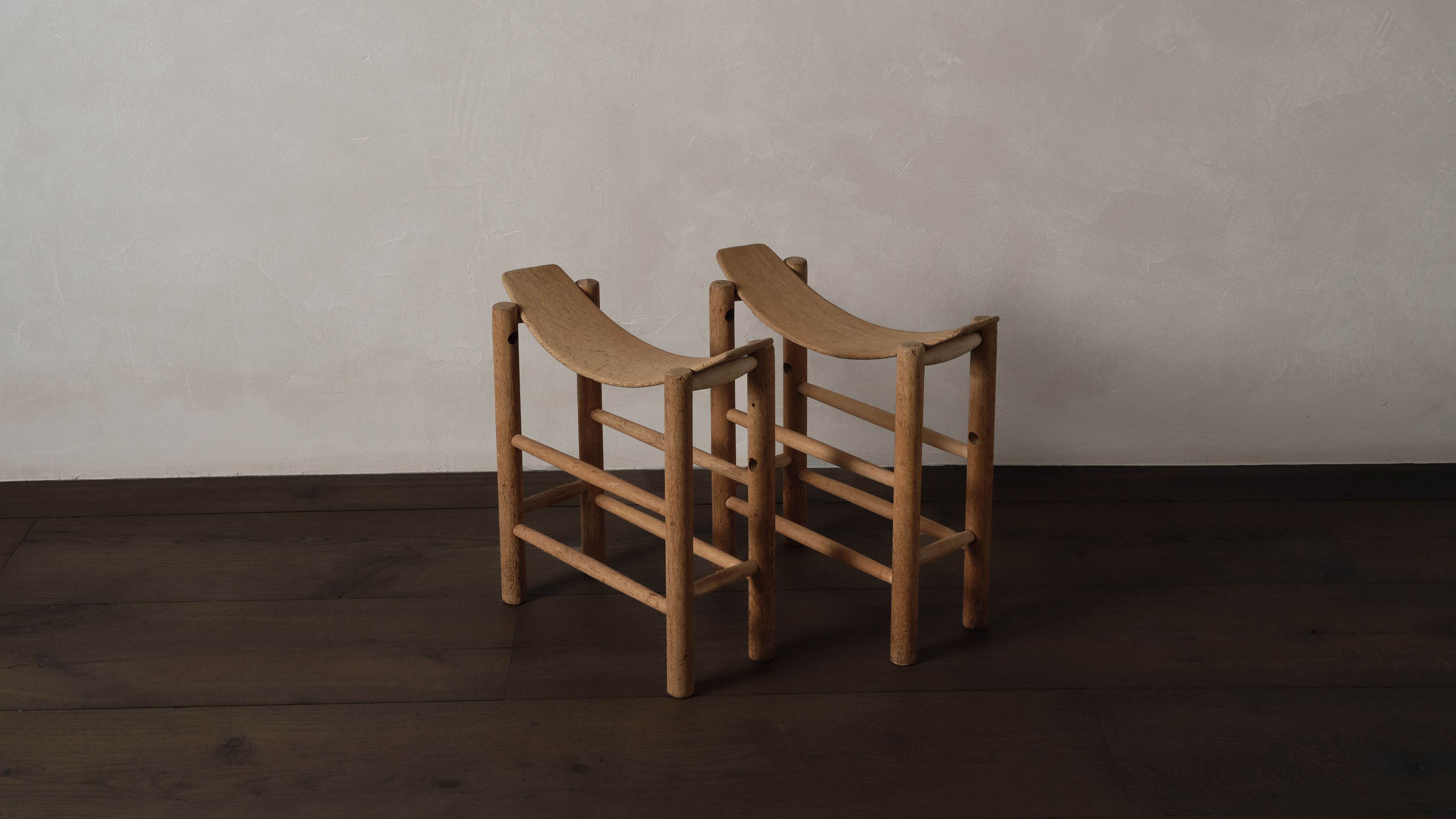 AtMa Ateliers Courbet Japanese Refurbished Wood Chair J39.5 Stool