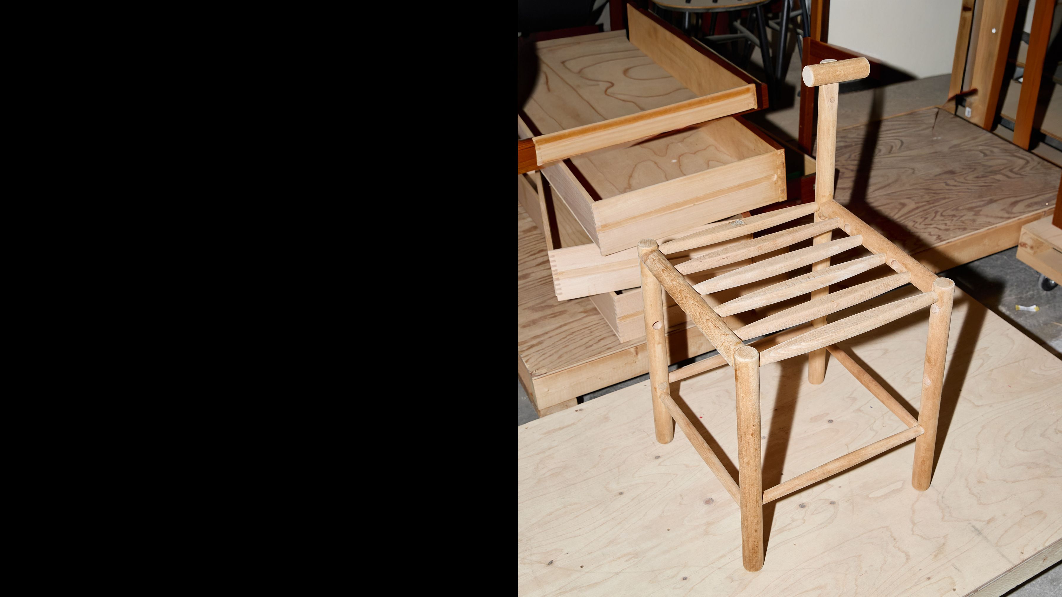 AtMa Ateliers Courbet Japanese Refurbished Wood Chair J39.5 Handle