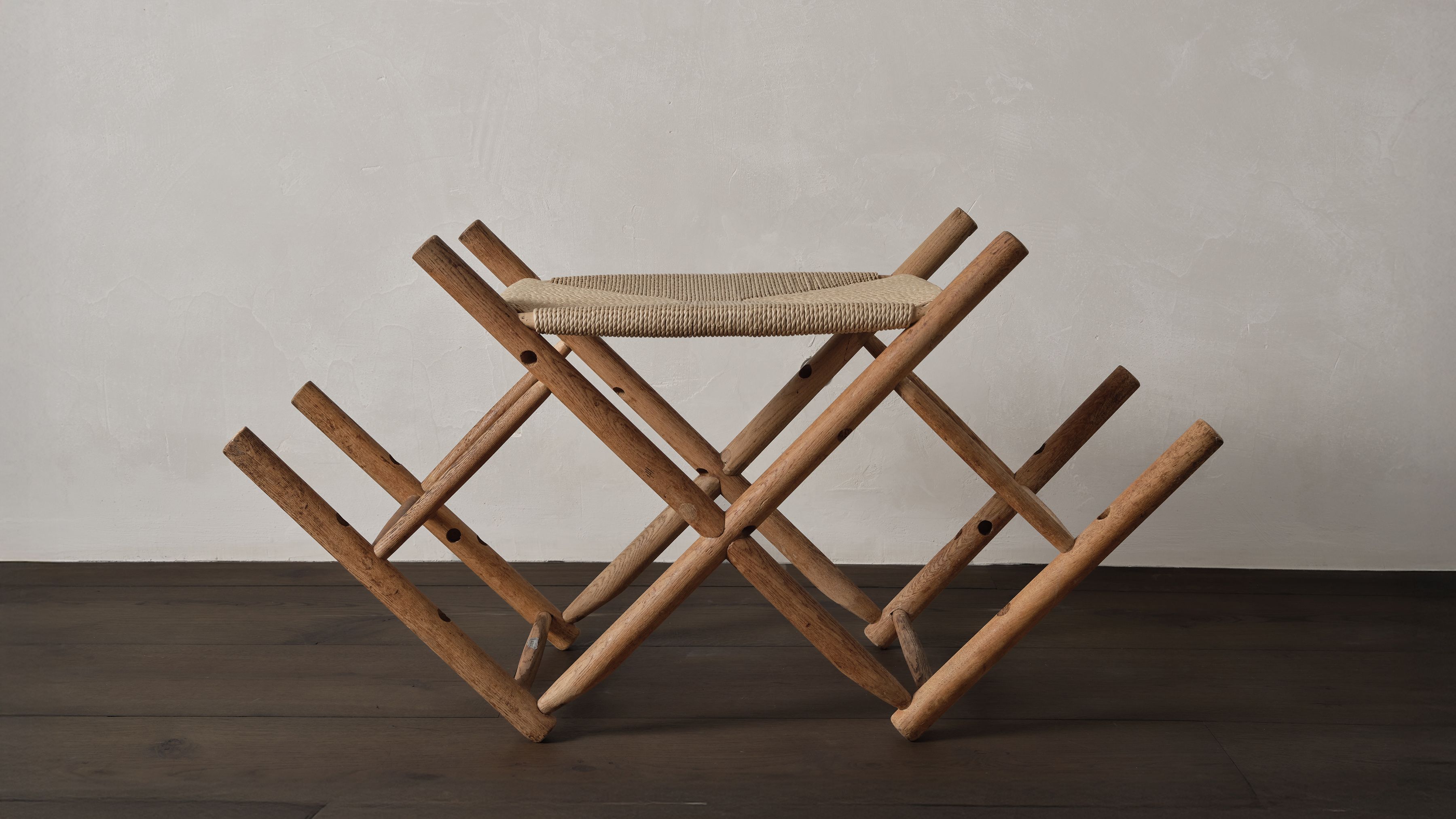 AtMa Ateliers Courbet Japanese Refurbished Wood Chair J39.5 Hexagone