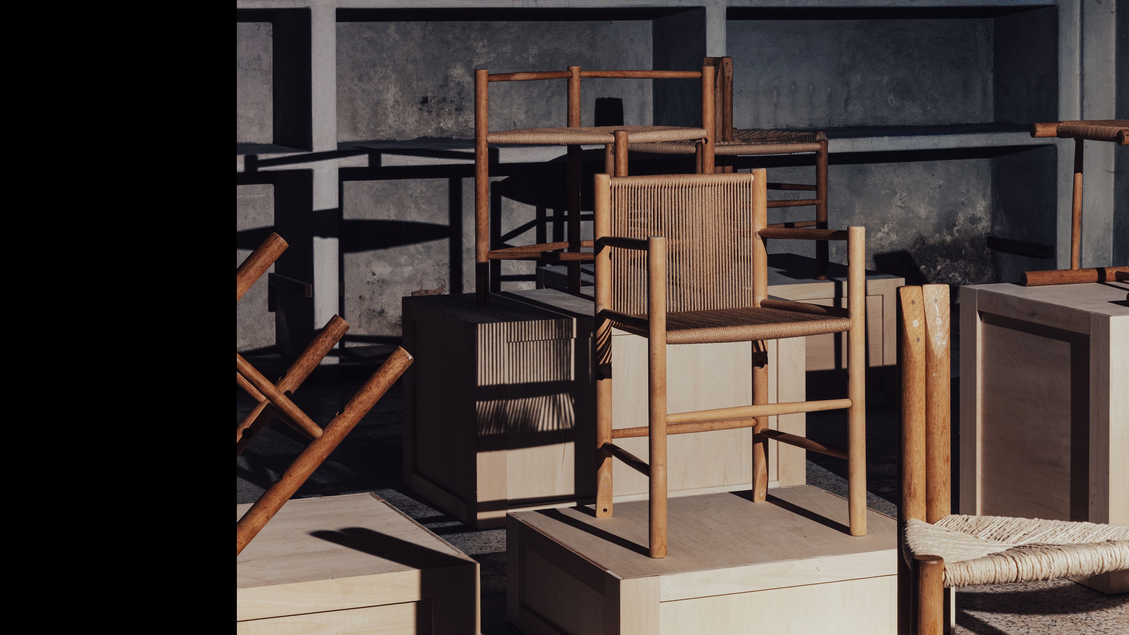 AtMa Ateliers Courbet Japanese Refurbished Wood Chair J39.5 Rope