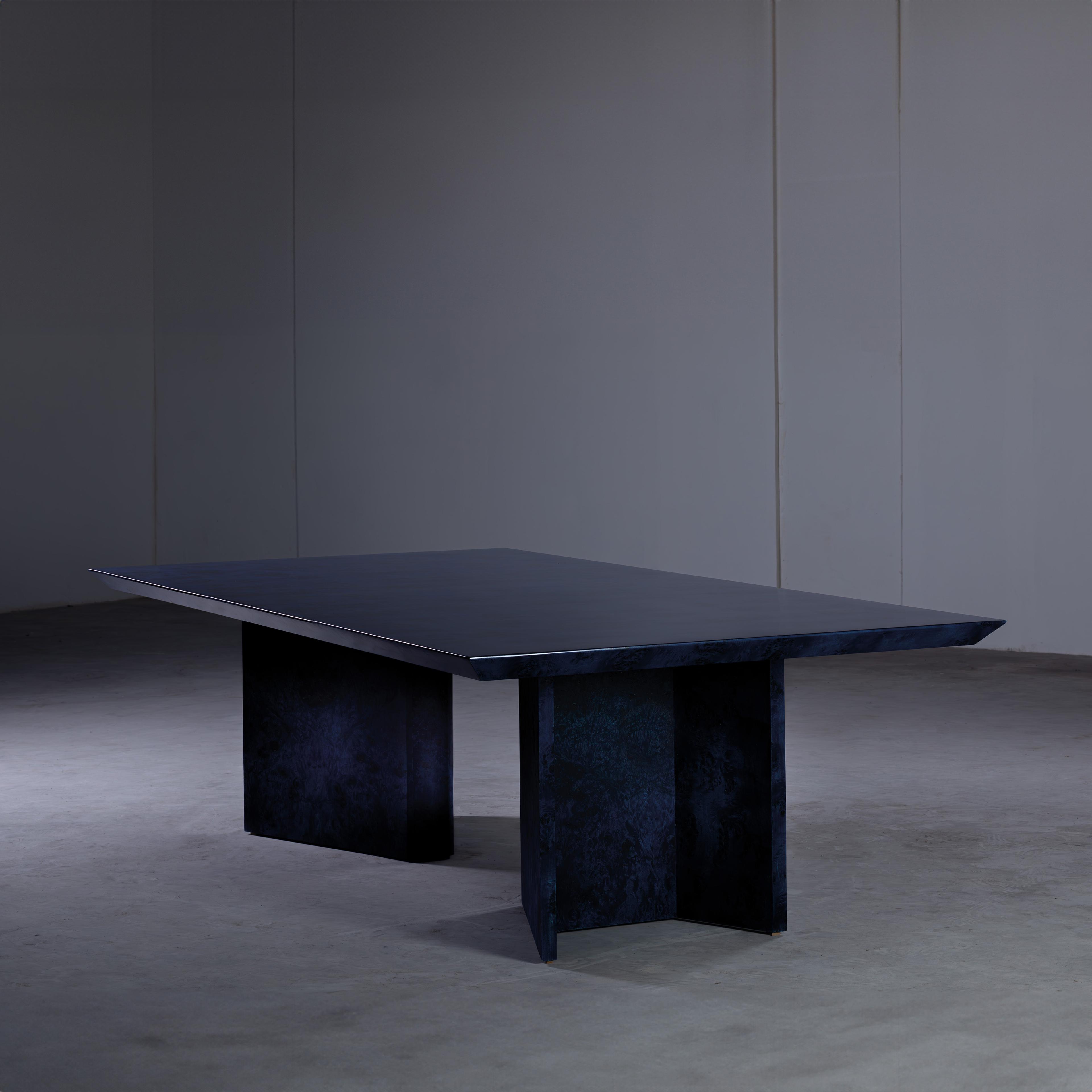 Blue Lacquered Dining Table by Hamza Kadiri at Ateliers Courbet