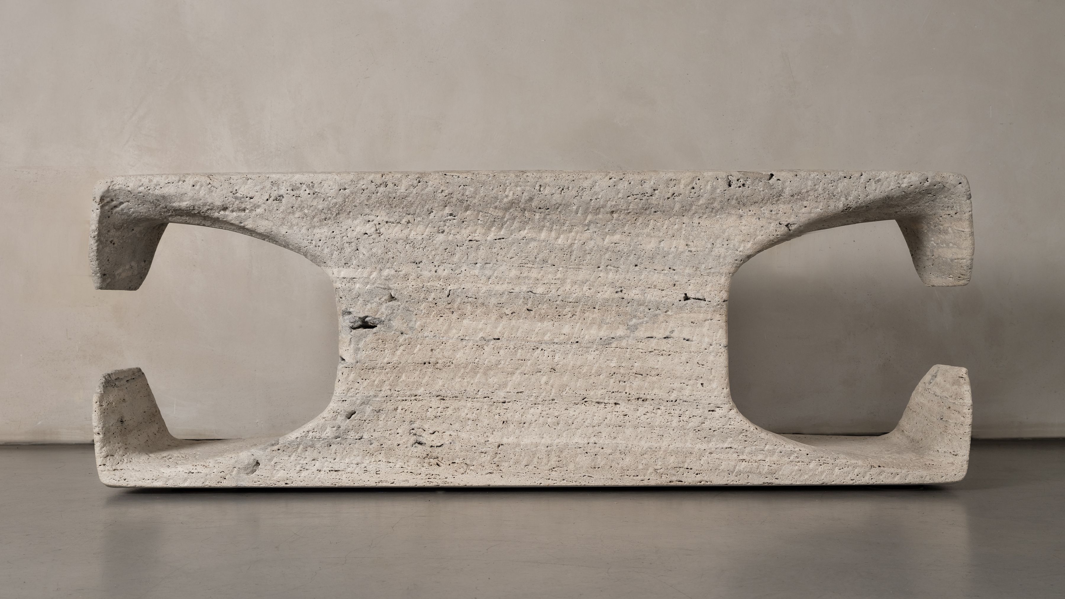 Pierre Yves Guenec Ateliers Courbet Anatomies Module Hand Carved Travertine