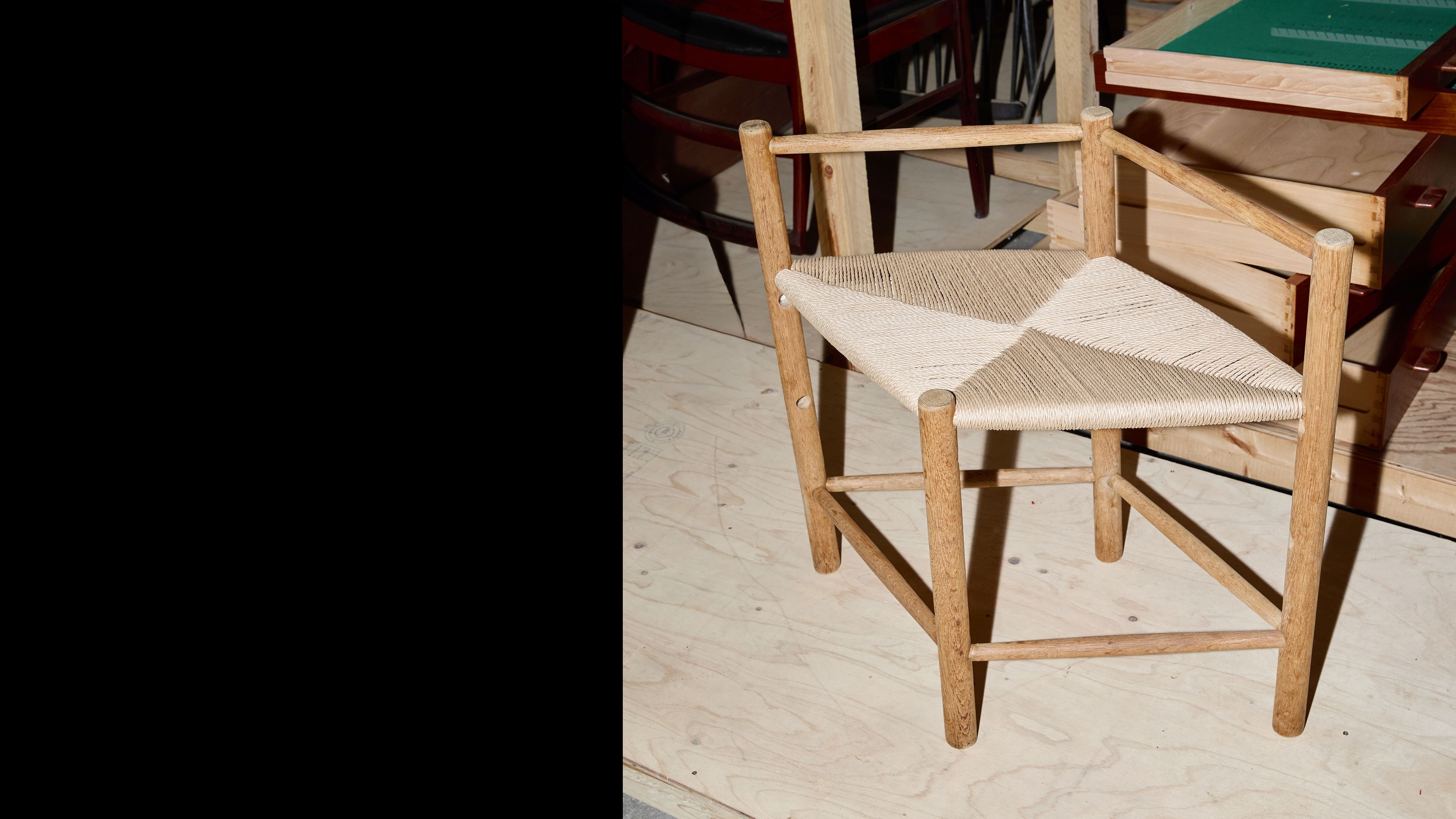 AtMa Ateliers Courbet Japanese Refurbished Wood Chair J39.5 Diagonal