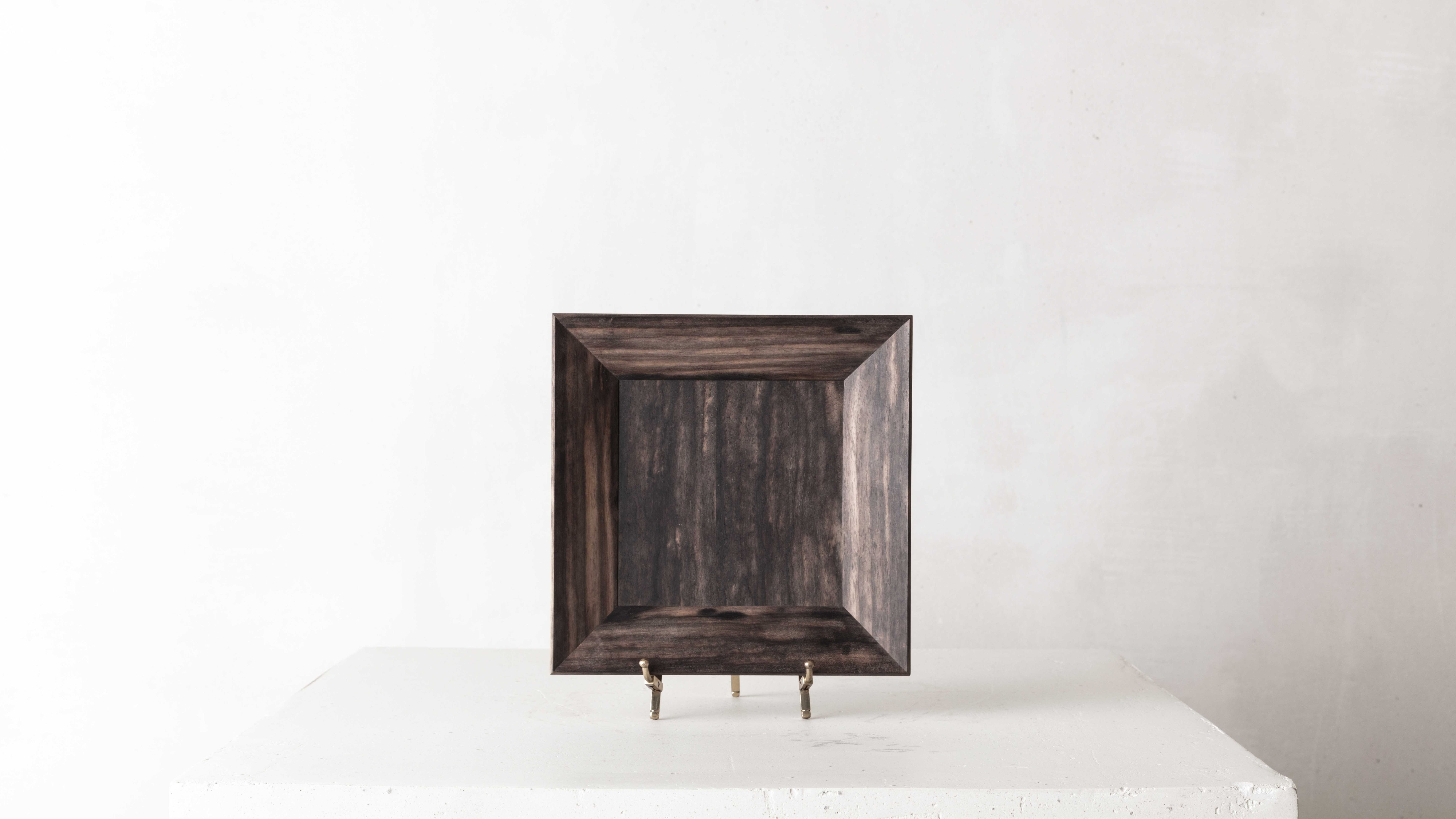 骨董　木肌✖️黒　木製　懐石膳　四角形 Shuji Nakagawa Ateliers Courbet Kuro-Gaki Persimmon Tray
